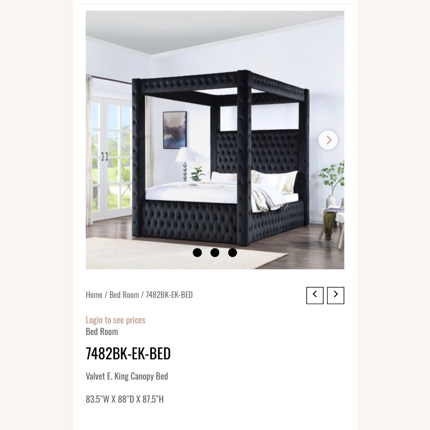Contempo Space Black Velvet King Bed Canopy  - image-4