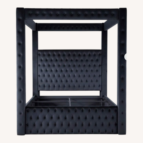 Used Contempo Space Black Velvet King Bed Canopy for sale on AptDeco