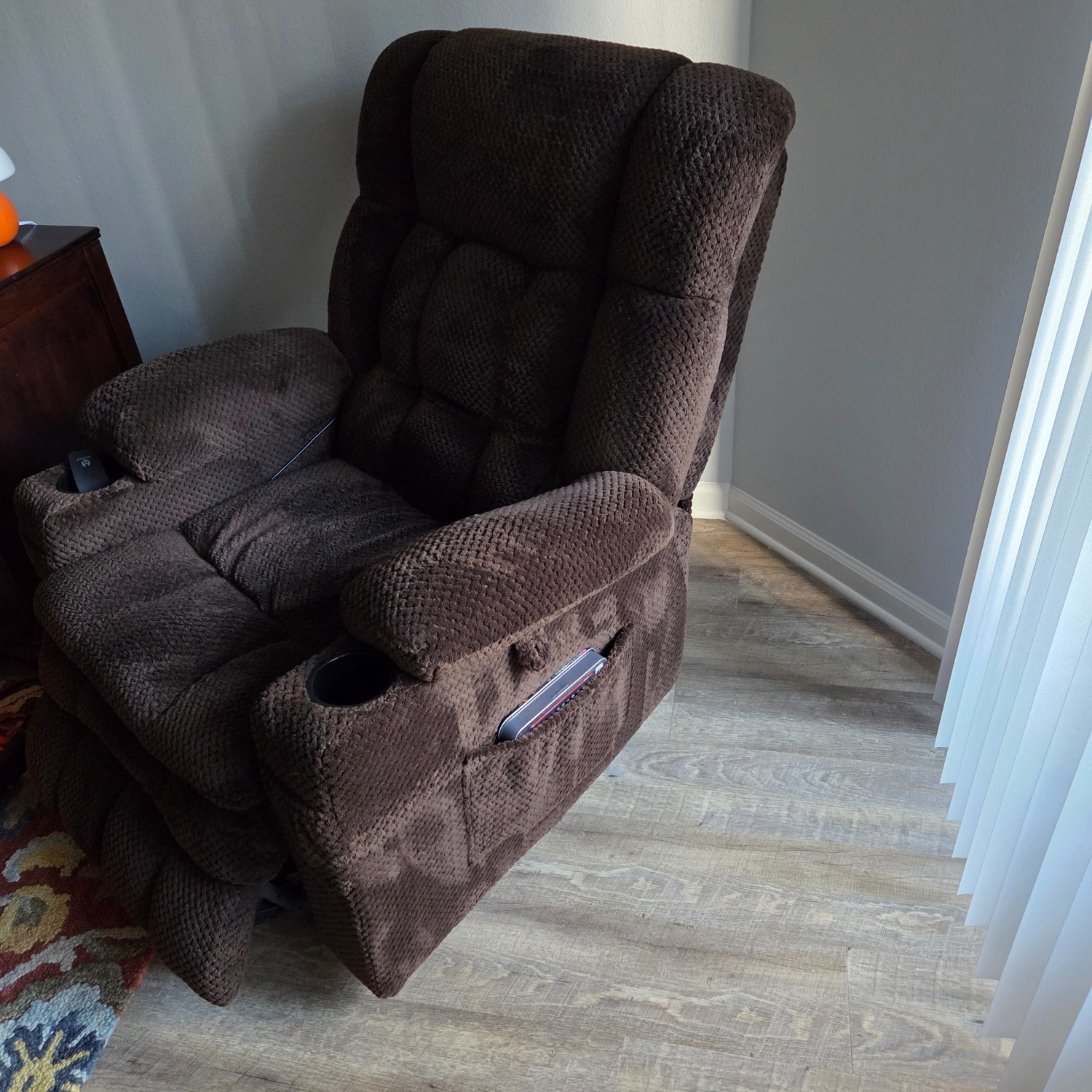 Wayfair Latitude Run Dark Brown Fabric Recliner - image-3
