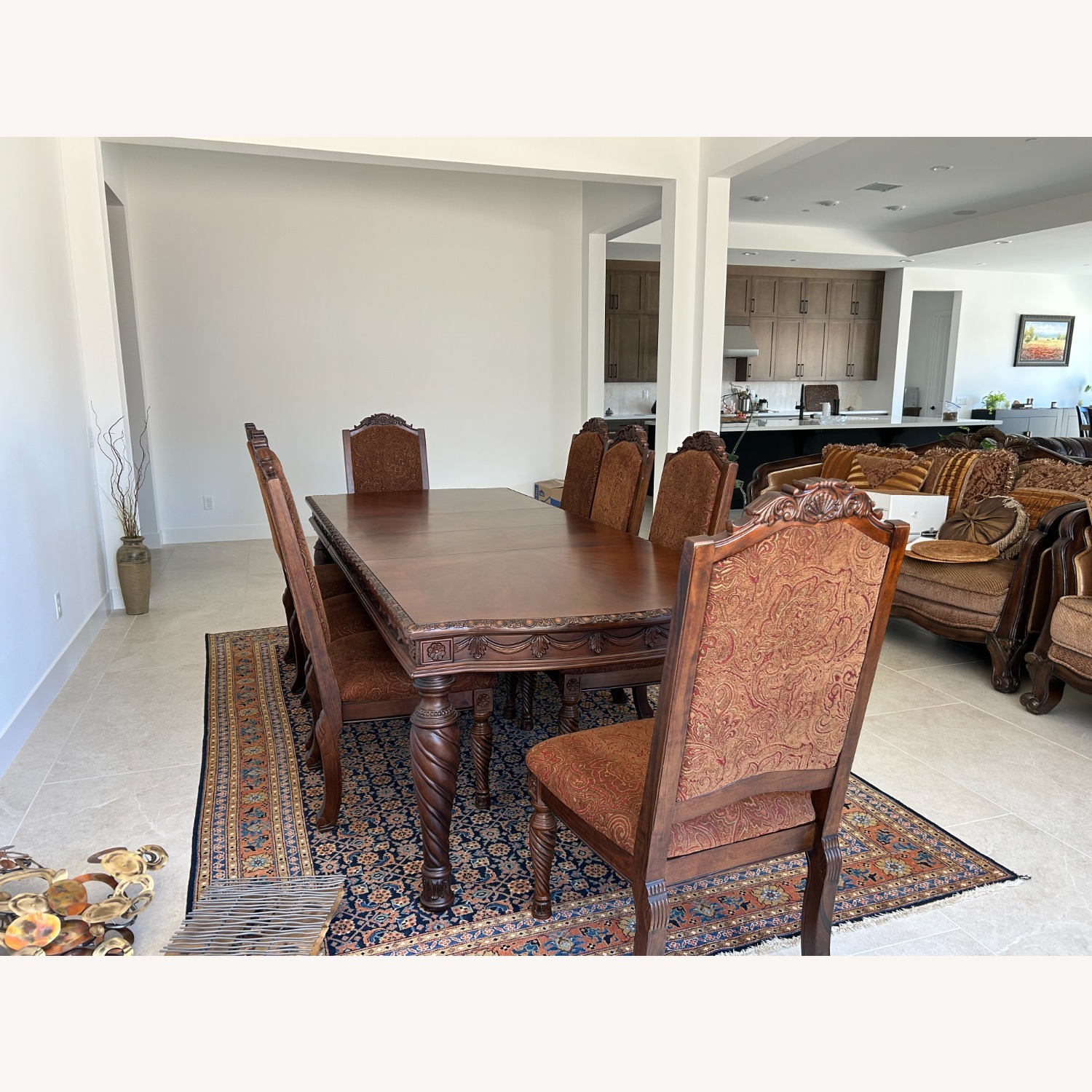 Ornate Wood Dining Table and 8 Chairs - image-2