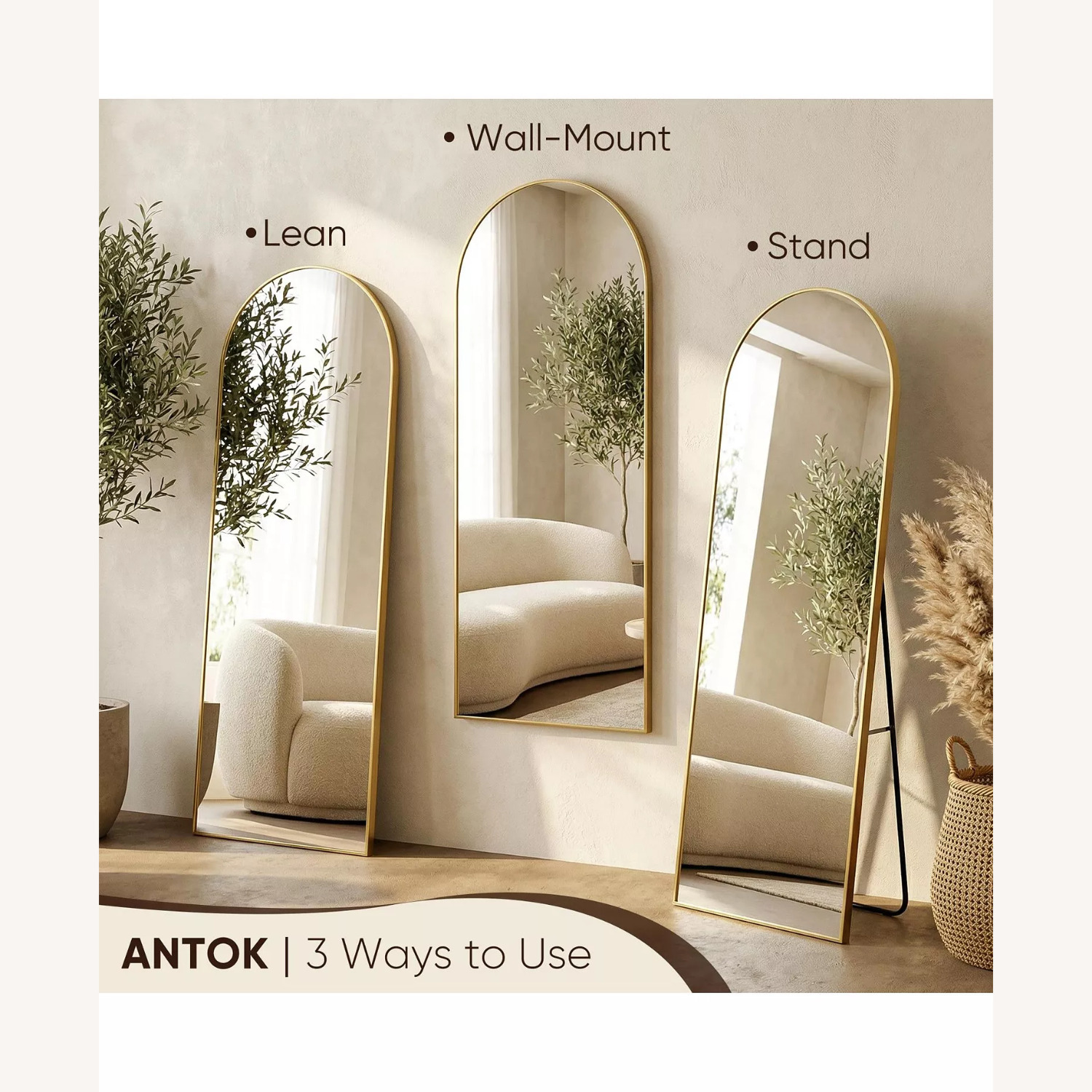 Macy's Antok Gold Glass Floor Mirror - image-1