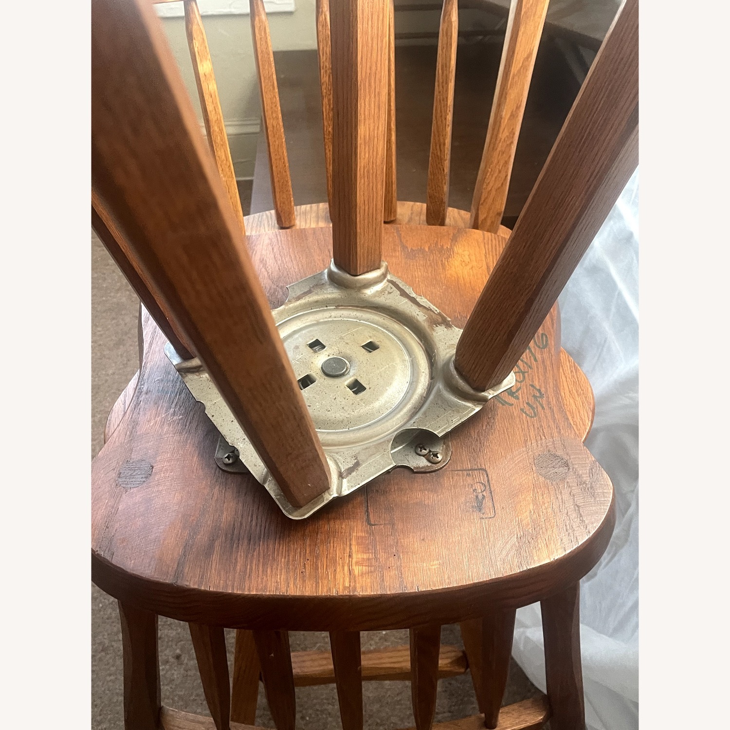 Swivel Bar Stools Solid  Oak Hand Crafted - image-10