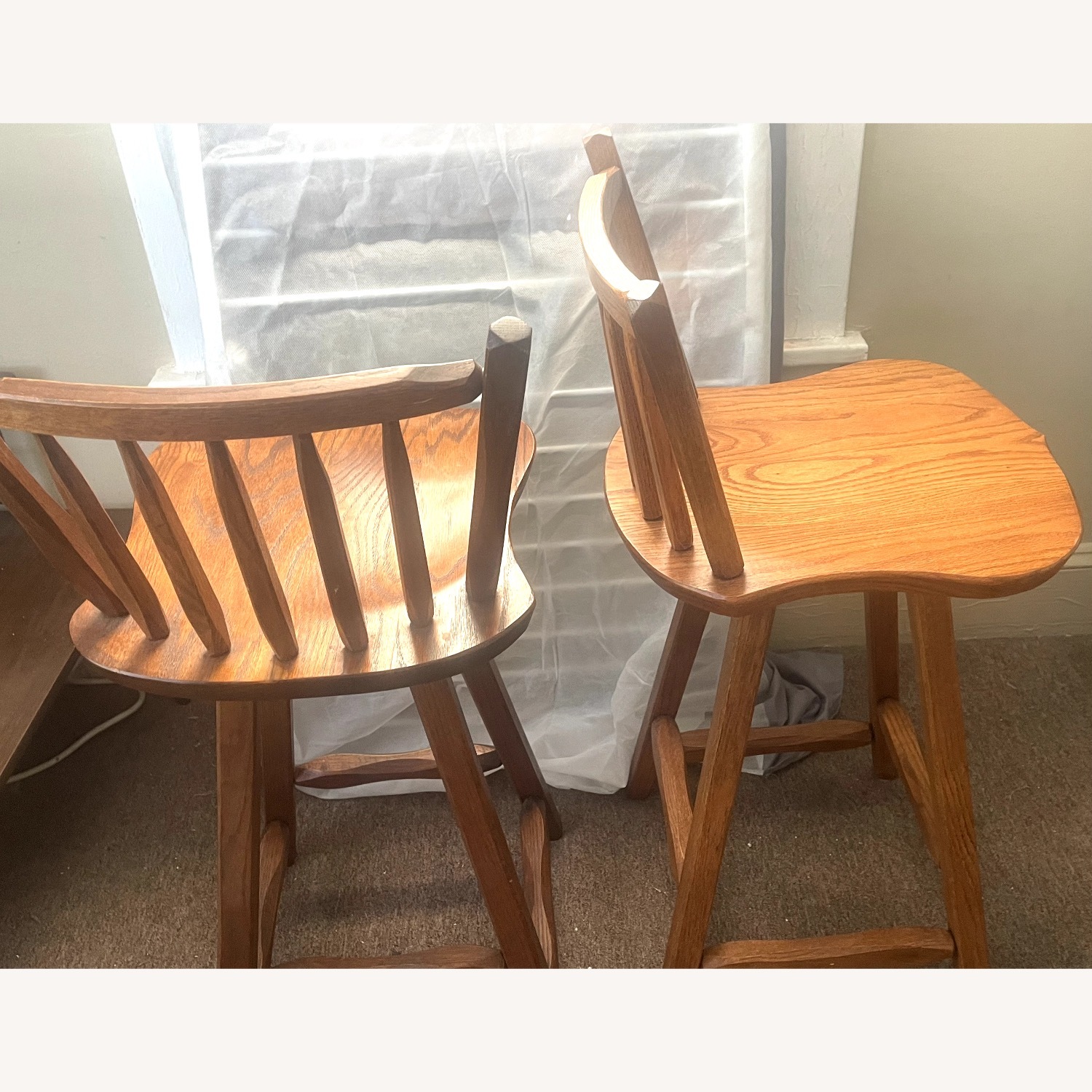 Swivel Bar Stools Solid  Oak Hand Crafted - image-13