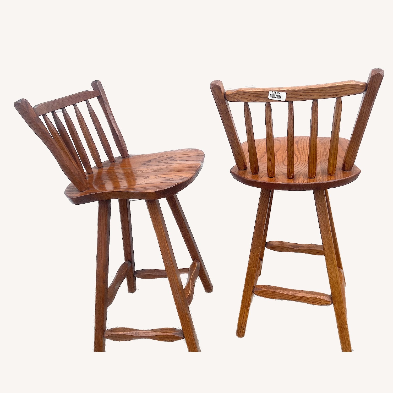 Swivel Bar Stools Solid  Oak Hand Crafted - image-2