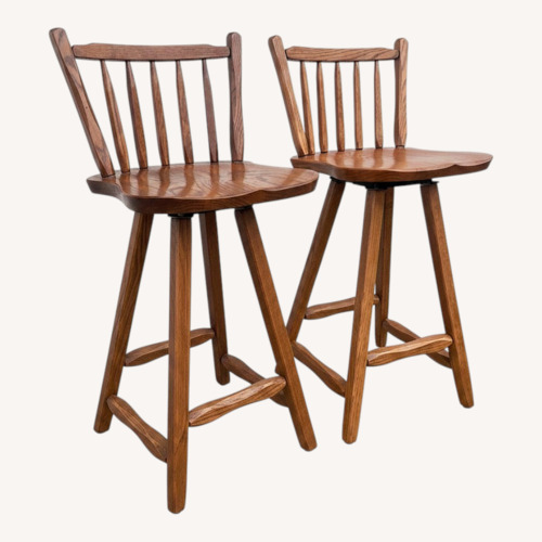 Used Swivel Bar Stools Solid  Oak Hand Crafted for sale on AptDeco