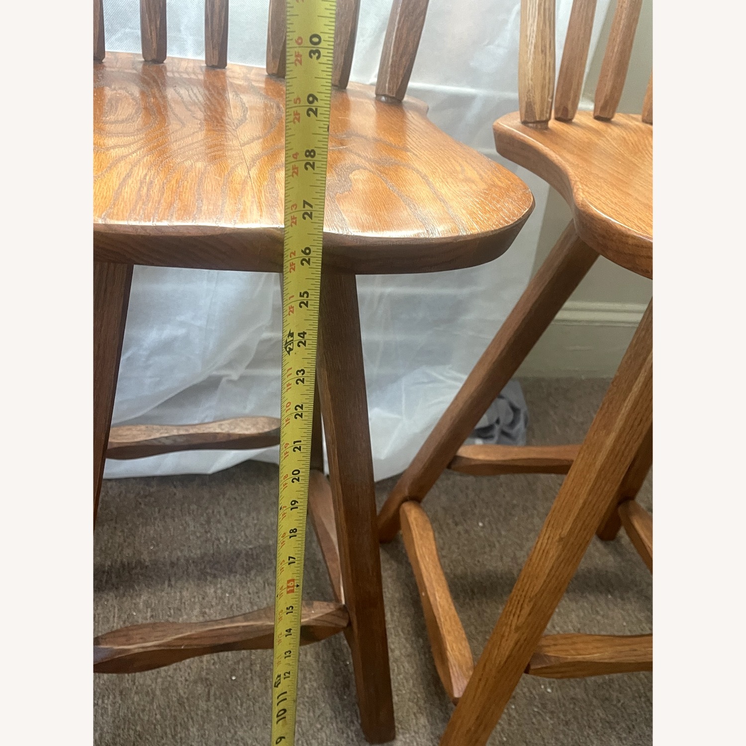 Swivel Bar Stools Solid  Oak Hand Crafted - image-4