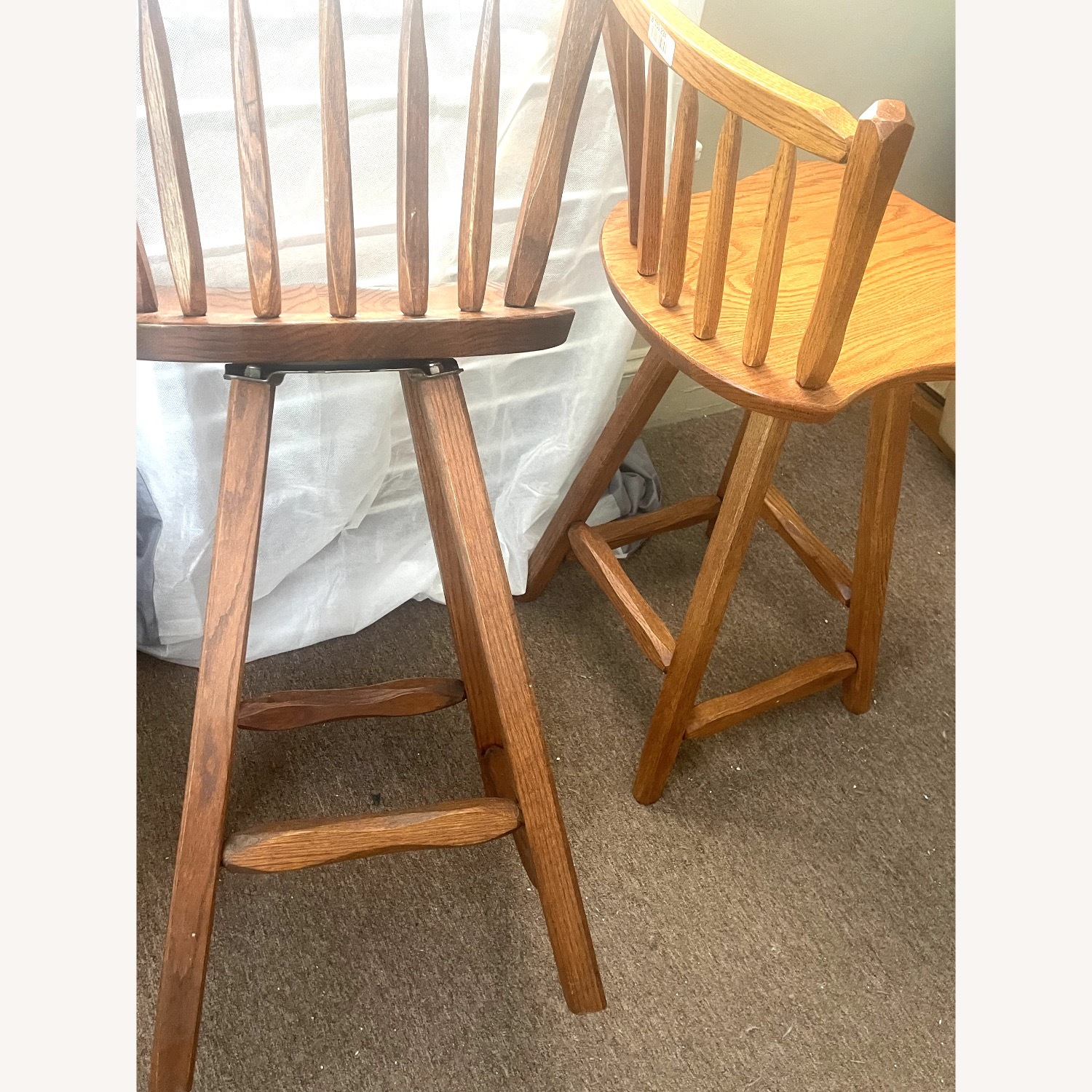 Swivel Bar Stools Solid  Oak Hand Crafted - image-15