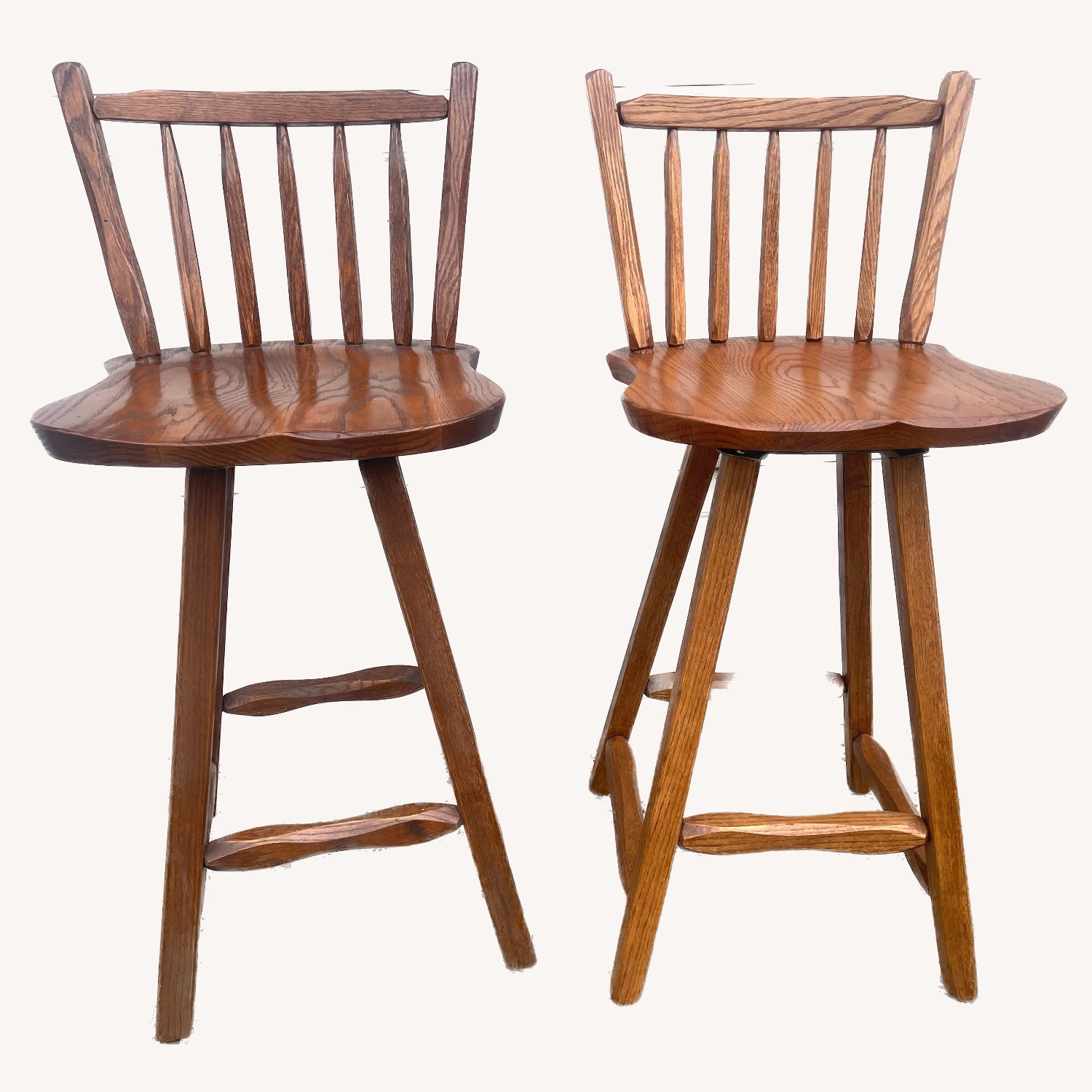 Swivel Bar Stools Solid  Oak Hand Crafted - image-3