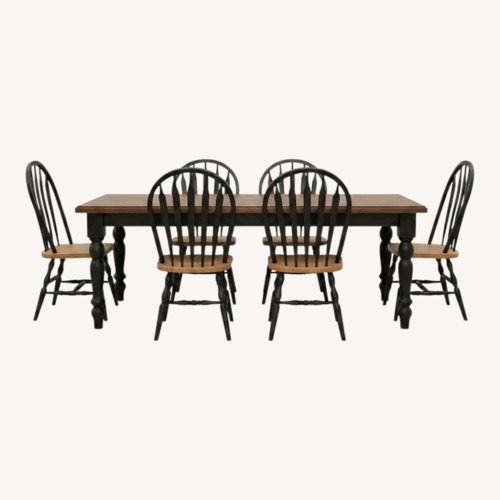 Used Solid Wood Dining Set 6 Chairs for sale on AptDeco