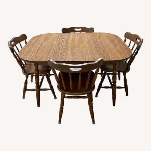Used Light Brown Wood Dining Set for sale on AptDeco