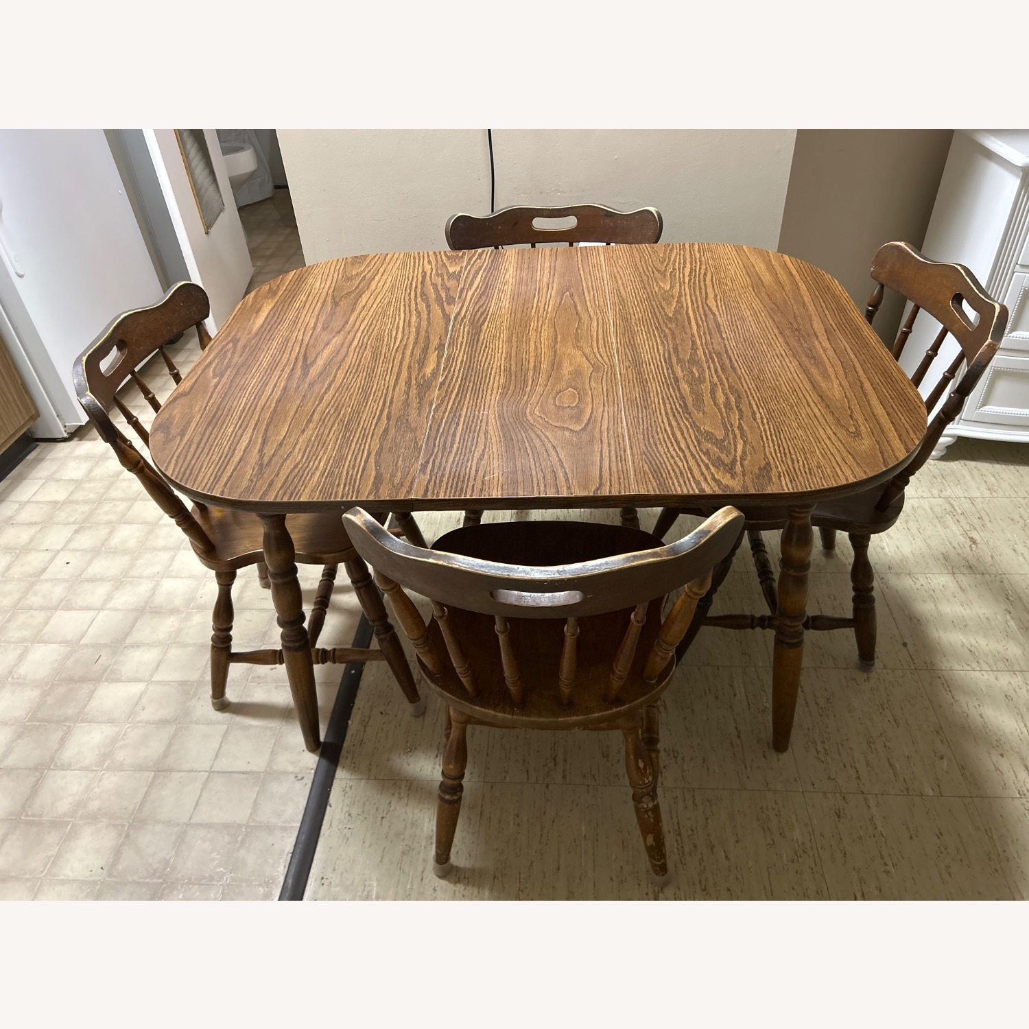 Light Brown Wood Dining Set - image-1