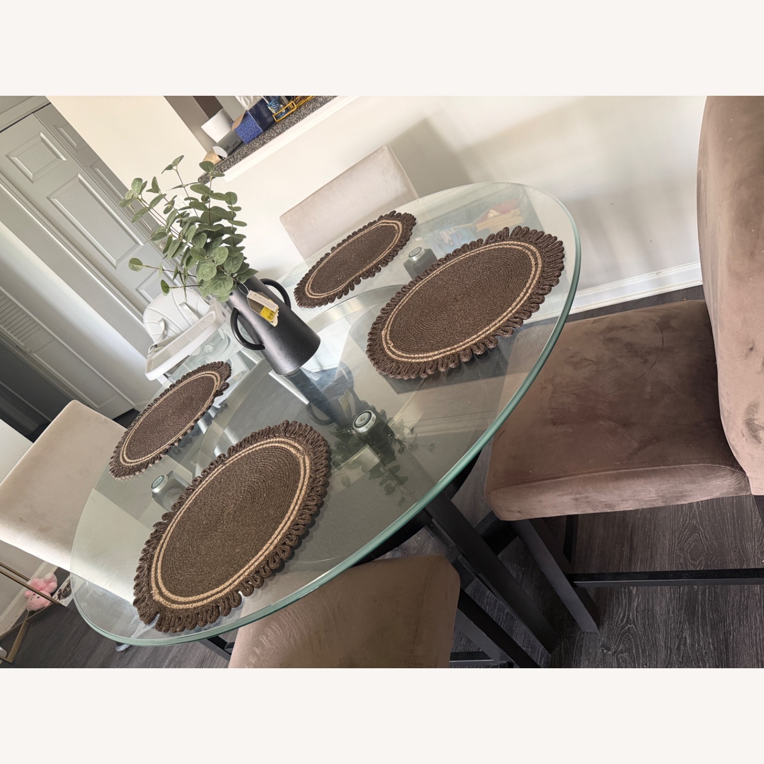 Modern Four Seater Glass Top Dining Table - image-1