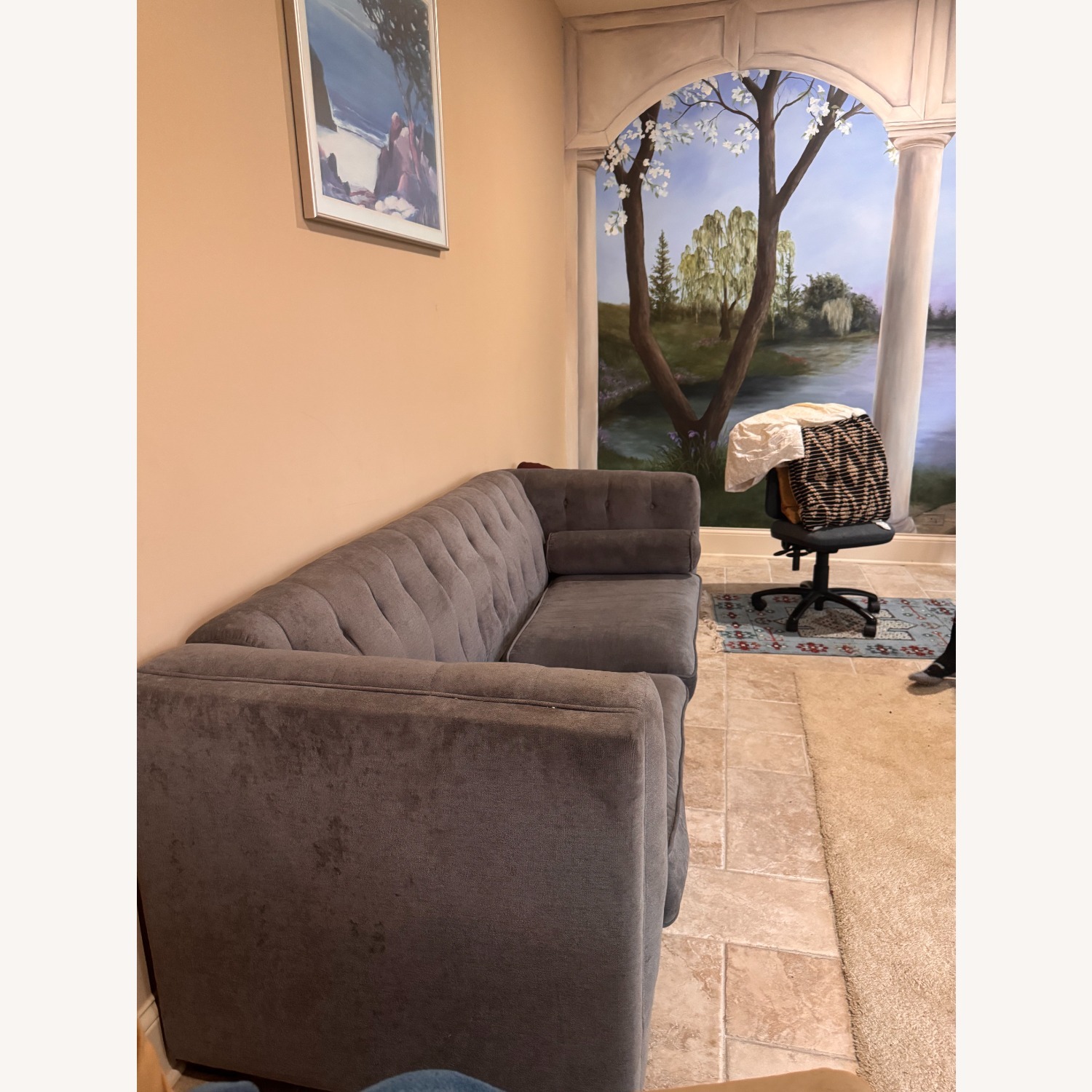 Light Gray Fabric 2 Seater Sofa - image-3