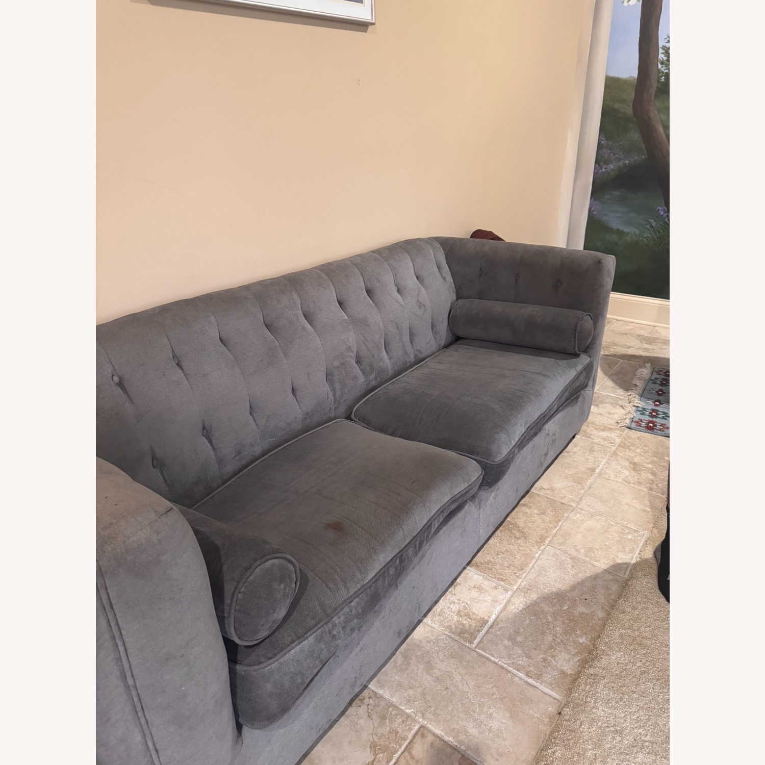 Light Gray Fabric 2 Seater Sofa - image-4