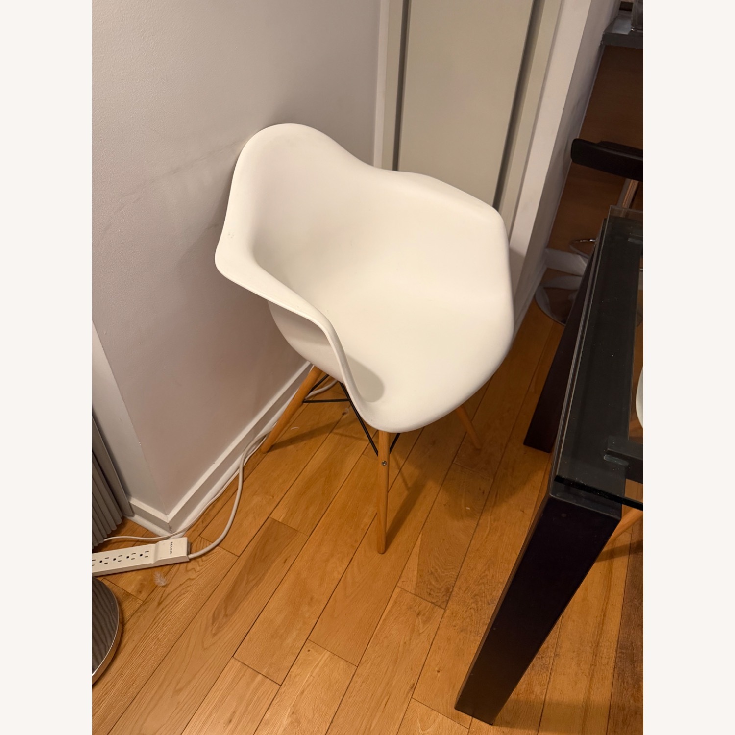Eames Style White Plastic Dining Chair - image-2