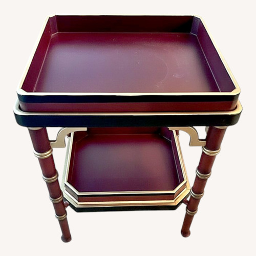 Used Vintage/Antique Dark Brown Wood Tray Top End Table for sale on AptDeco