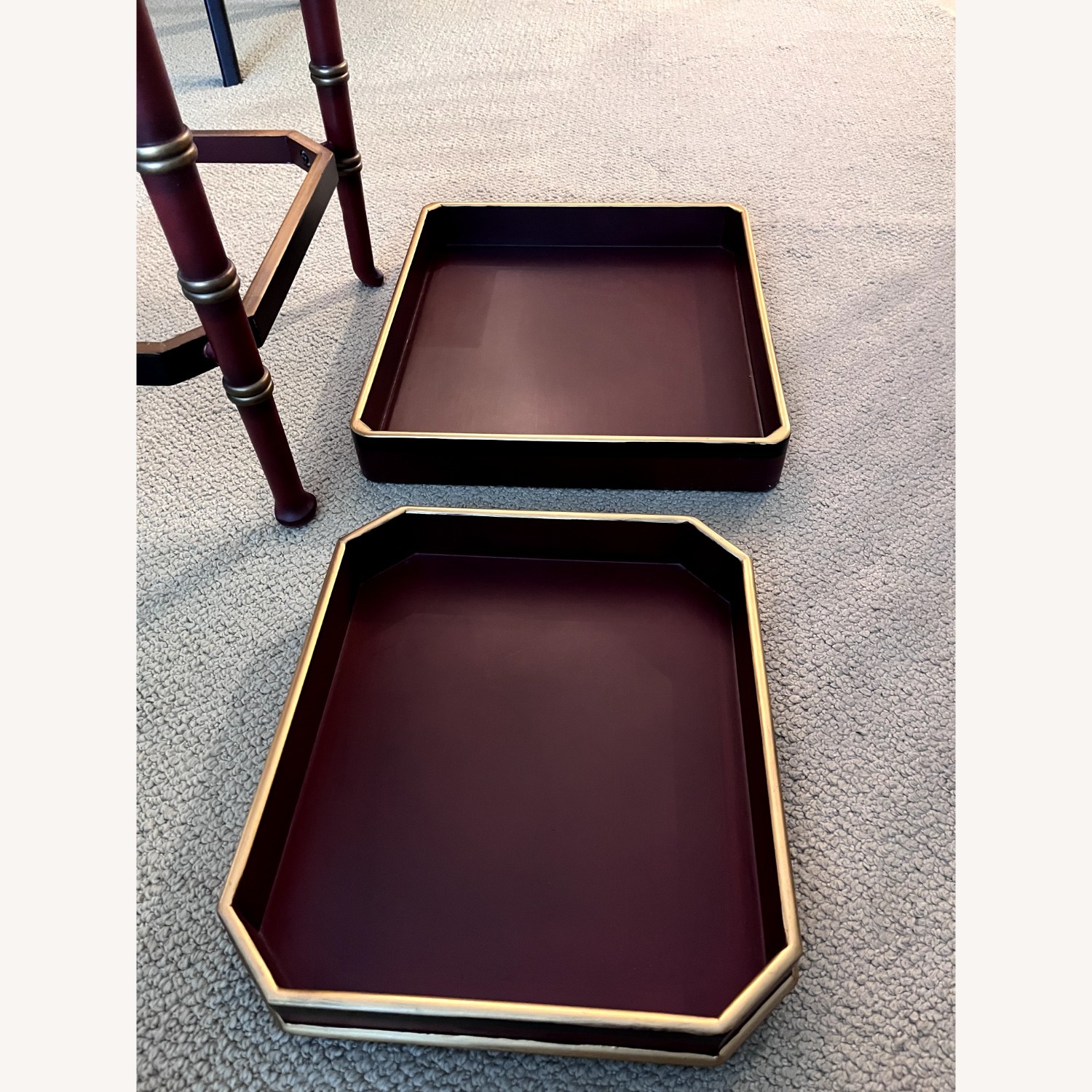 Vintage/Antique Dark Brown Wood Tray Top End Table - image-4