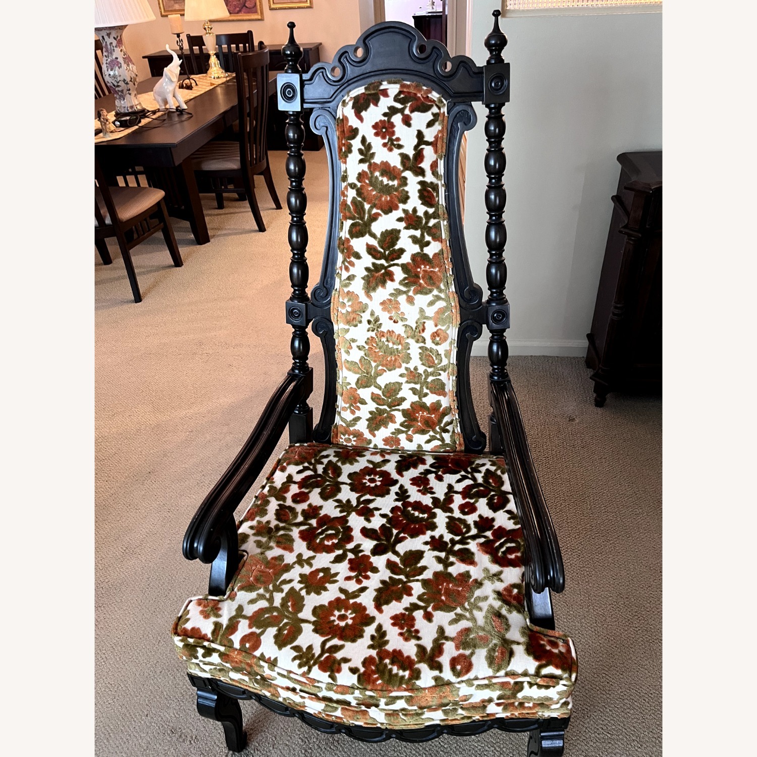 Vintage/Antique Dark Brown Accent Chair - image-1