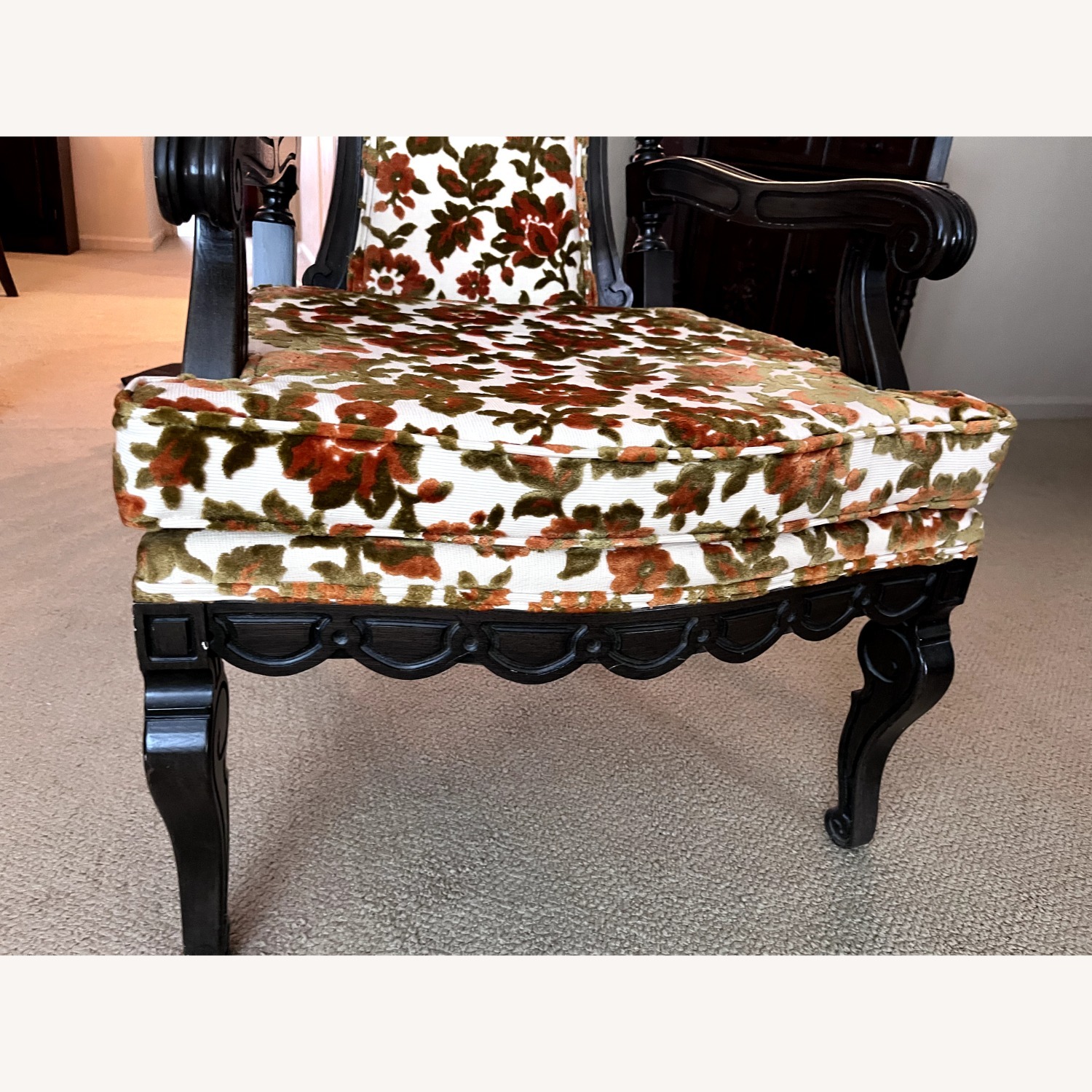 Vintage/Antique Dark Brown Accent Chair - image-2
