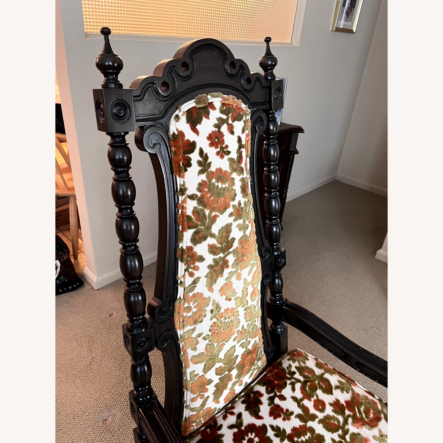 Vintage/Antique Dark Brown Accent Chair - image-3