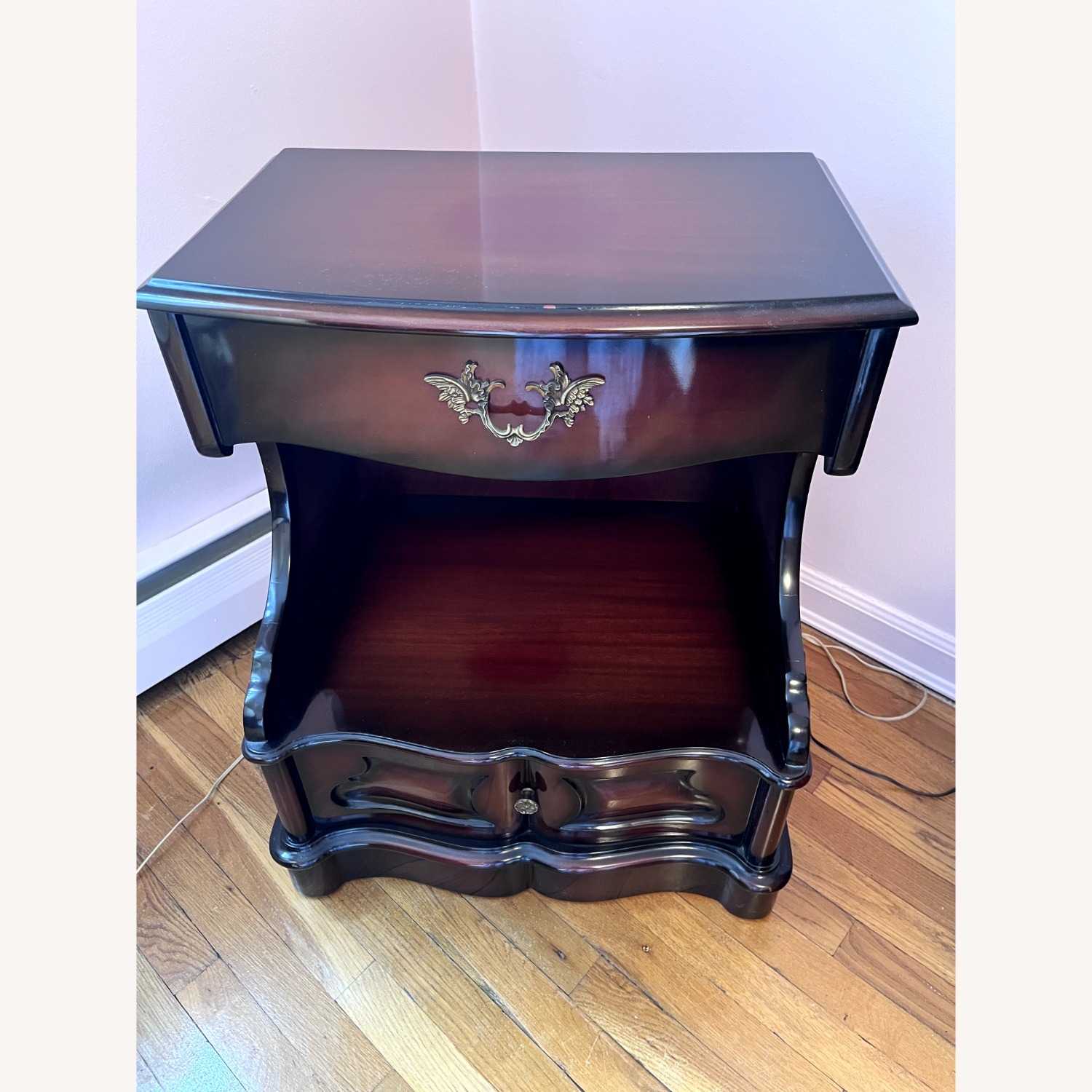 Vintage Dark Brown Wood Nightstands (Set of 2) - image-1