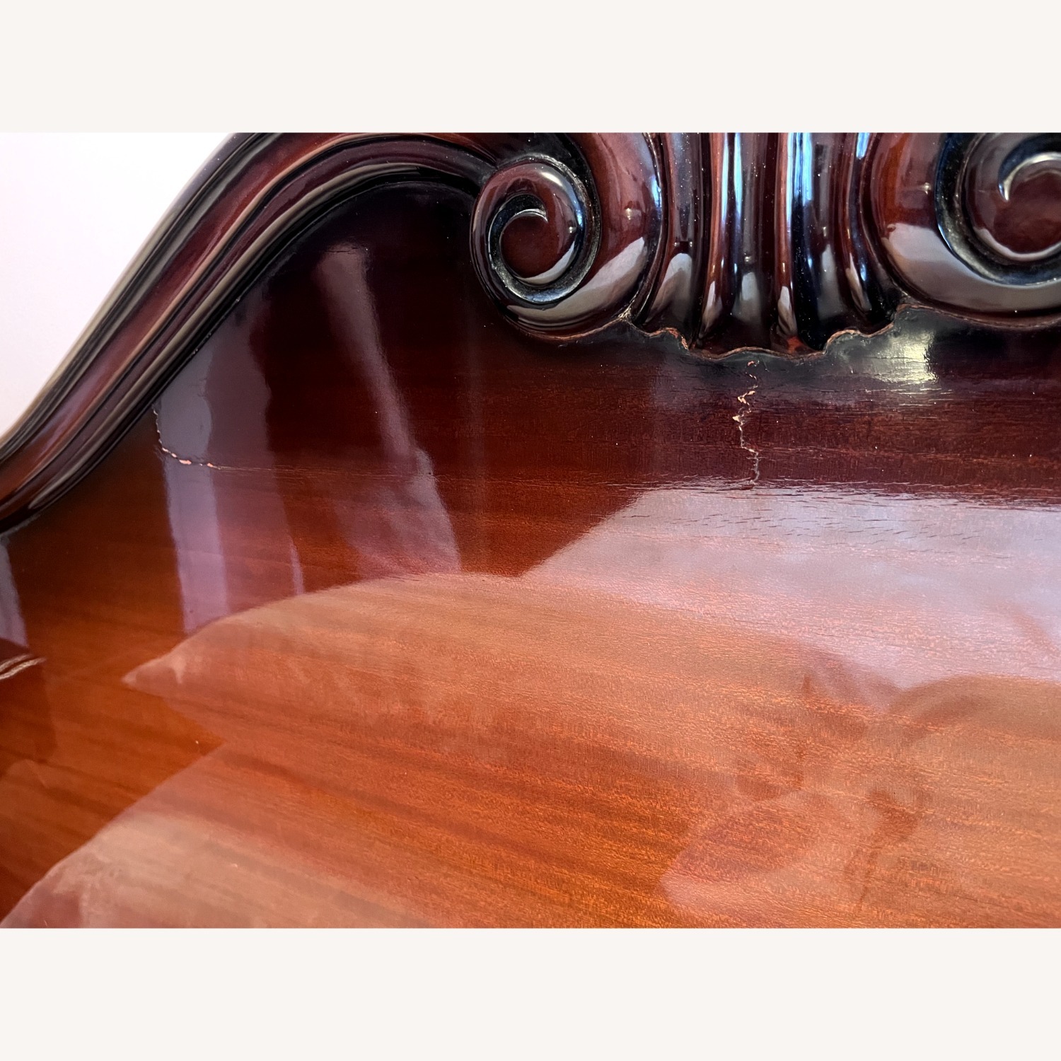 Vintage/Antique Dark Brown Wood Headboard - image-3