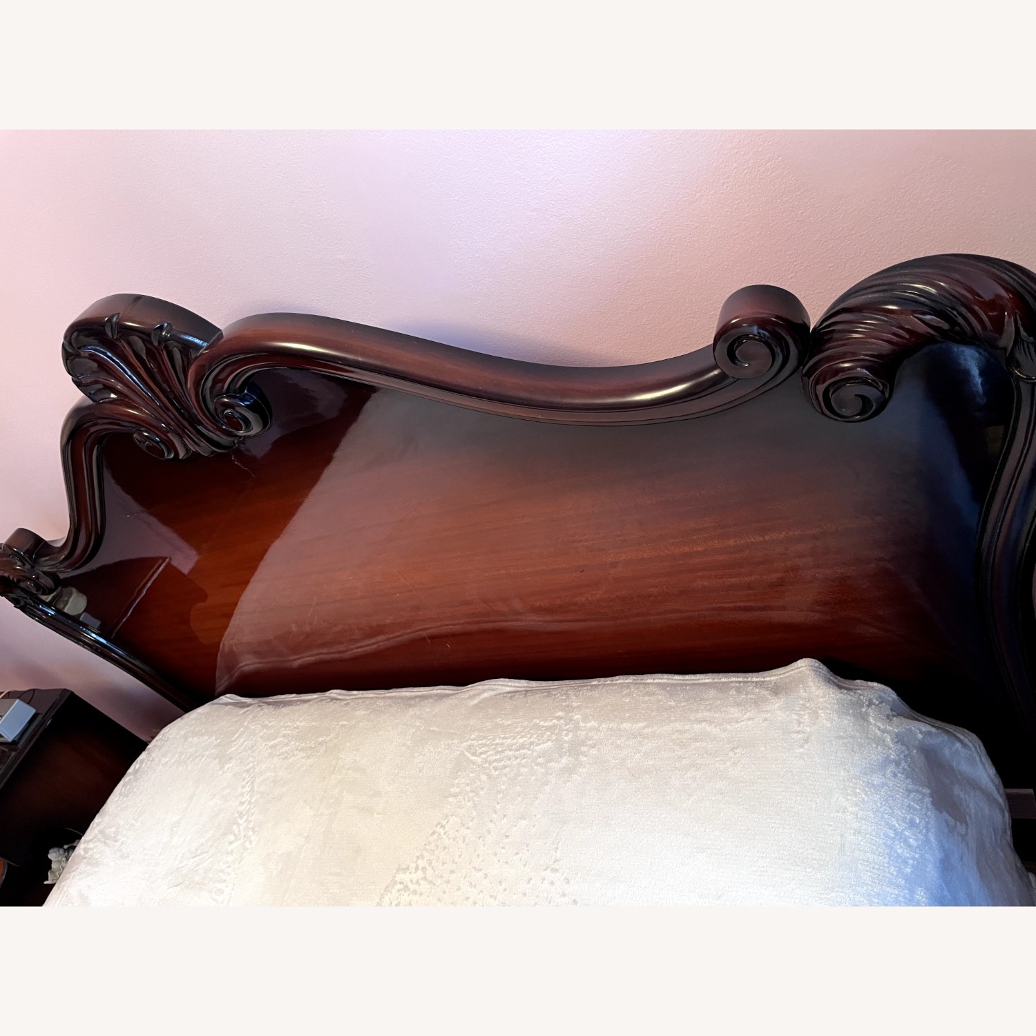 Vintage/Antique Dark Brown Wood Headboard - image-2
