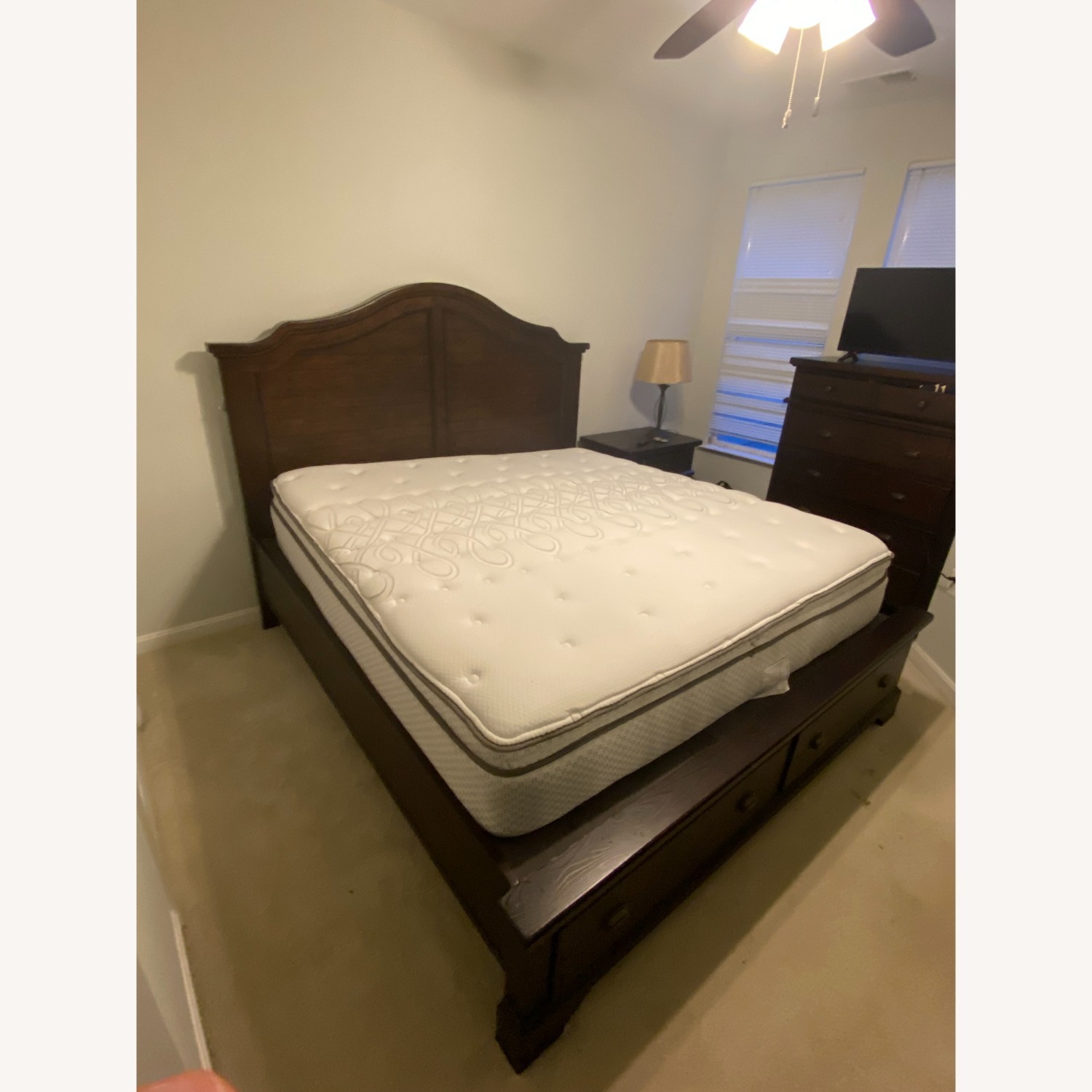 Havertys Dark Brown Wood King Bed - image-1