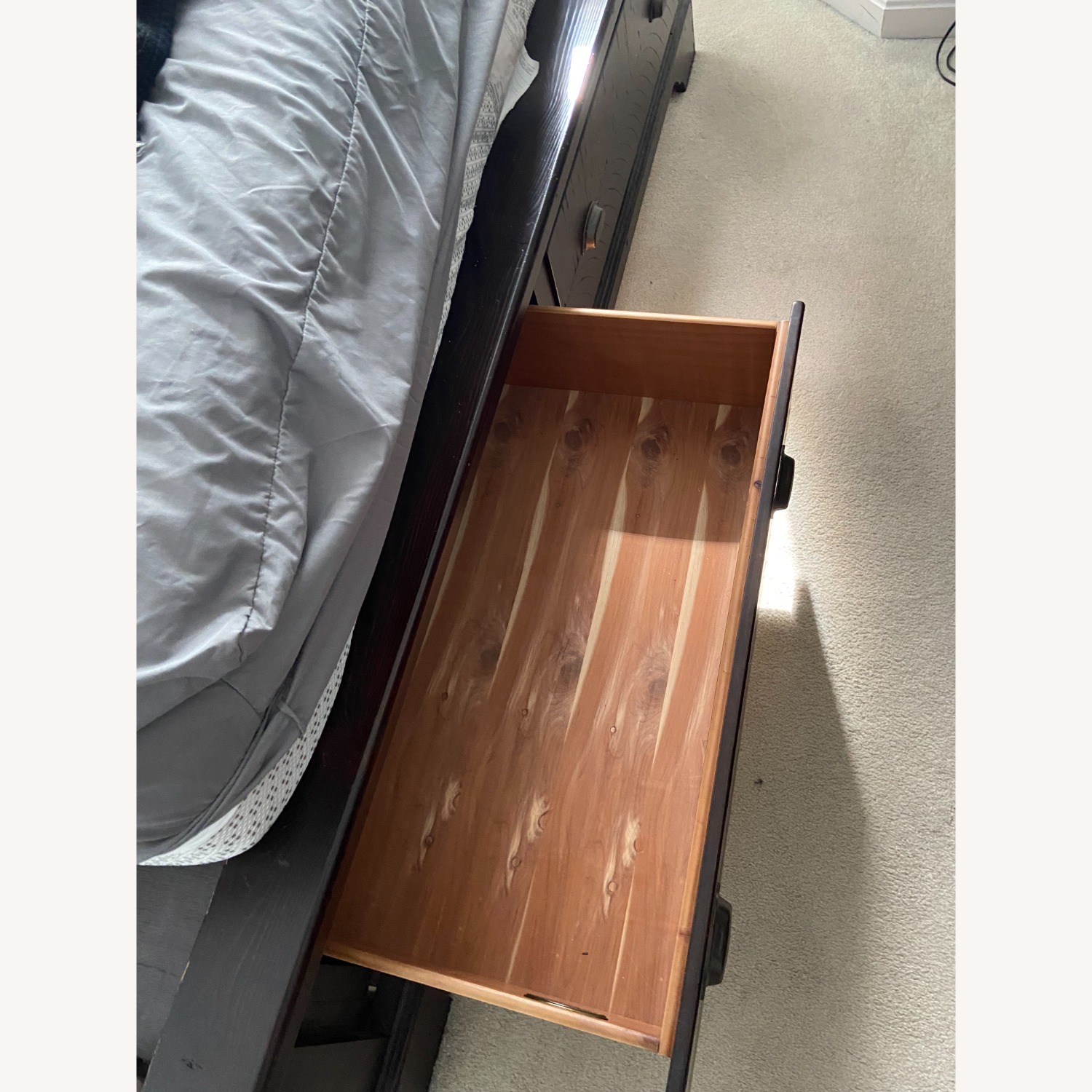 Havertys Dark Brown Wood King Bed - image-5