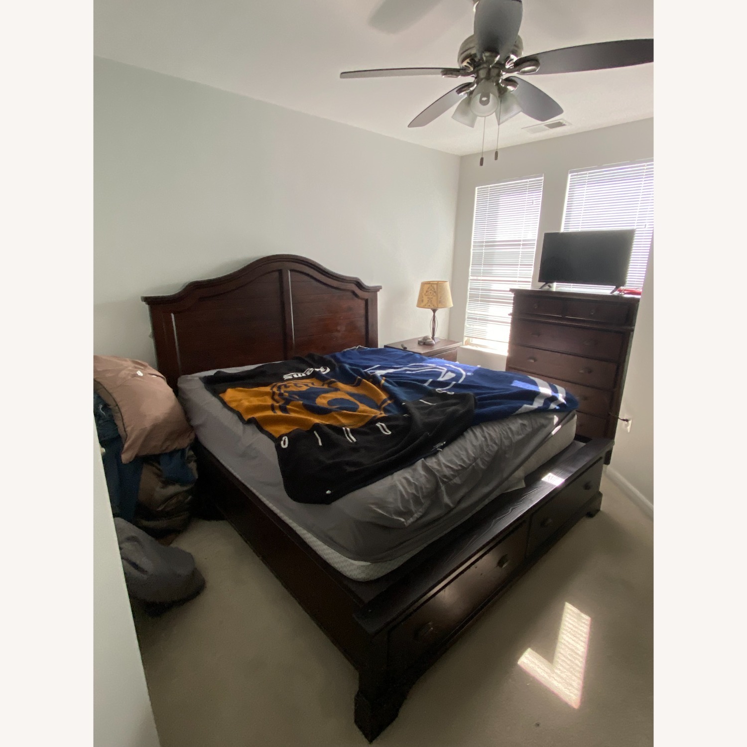 Havertys Dark Brown Wood King Bed - image-4