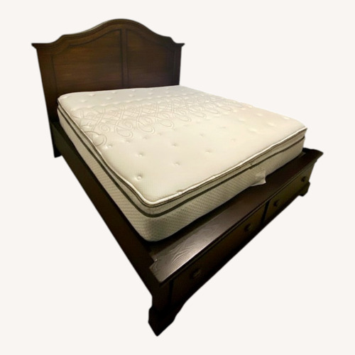 Used Havertys Dark Brown Wood King Bed for sale on AptDeco