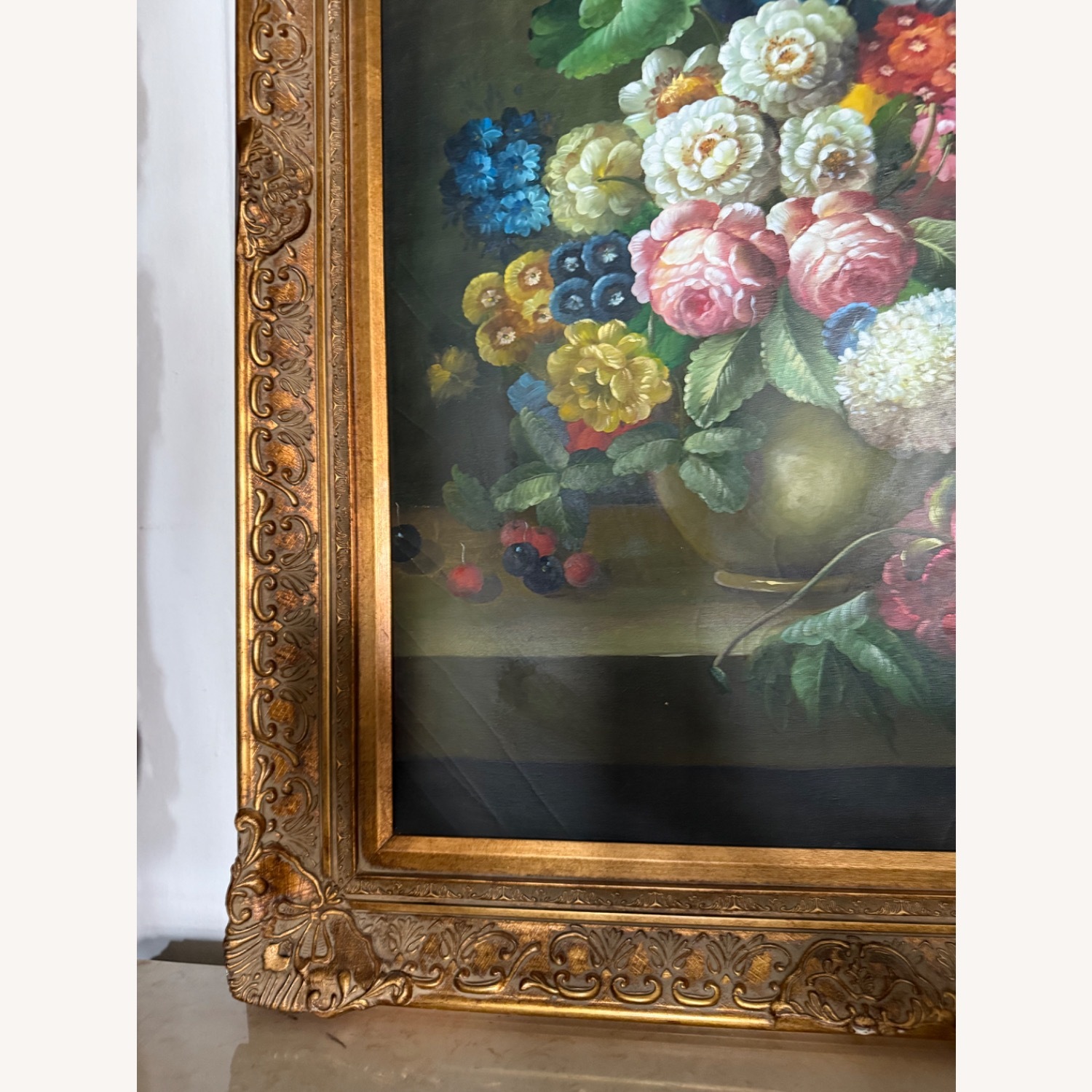 Flower Painting With Ornate Frame - image-8