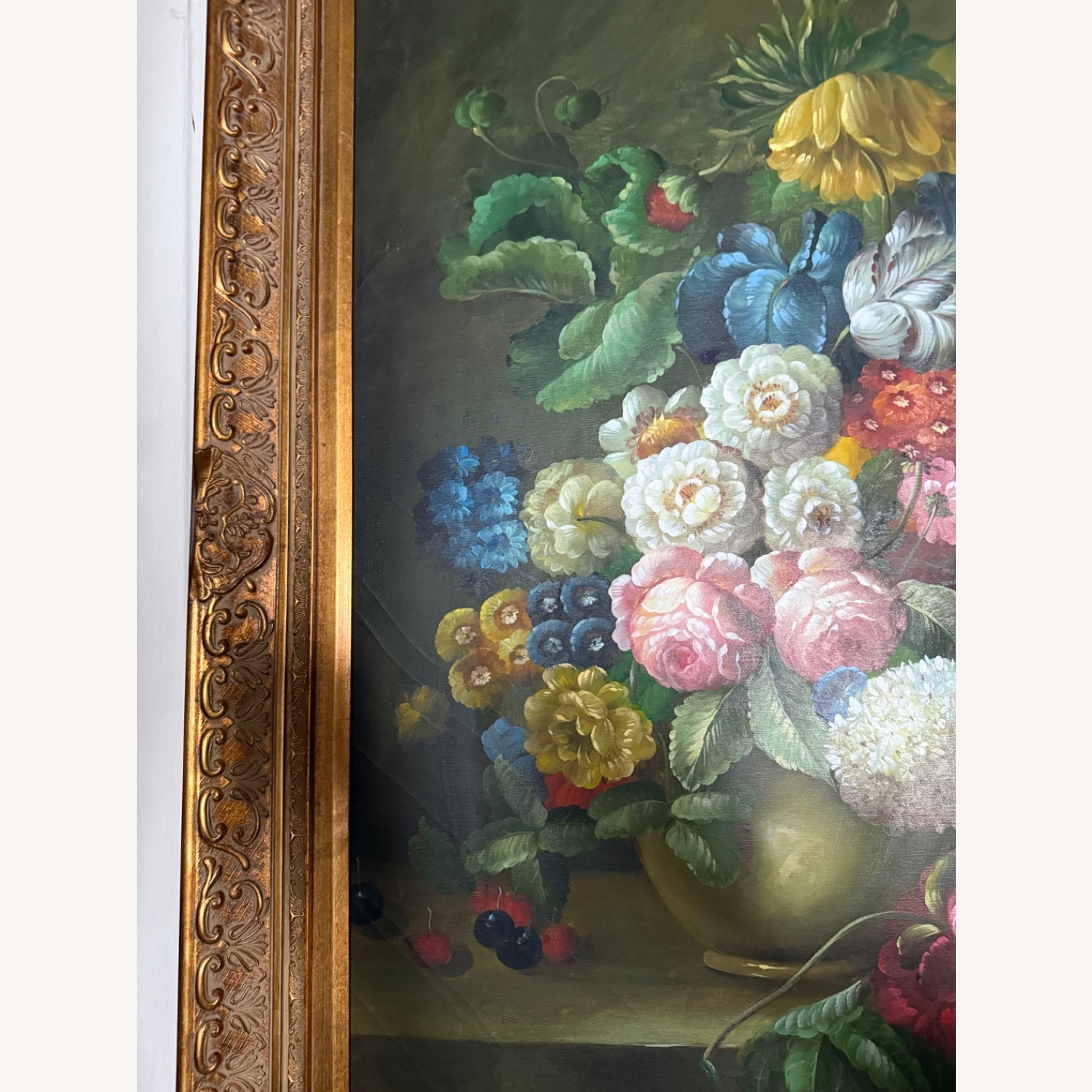 Flower Painting With Ornate Frame - image-7