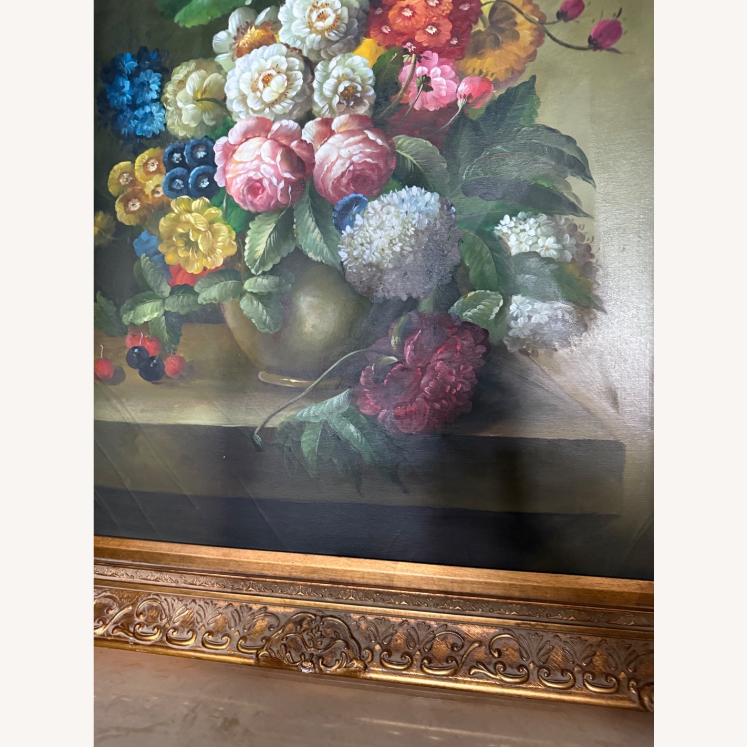 Flower Painting With Ornate Frame - image-9