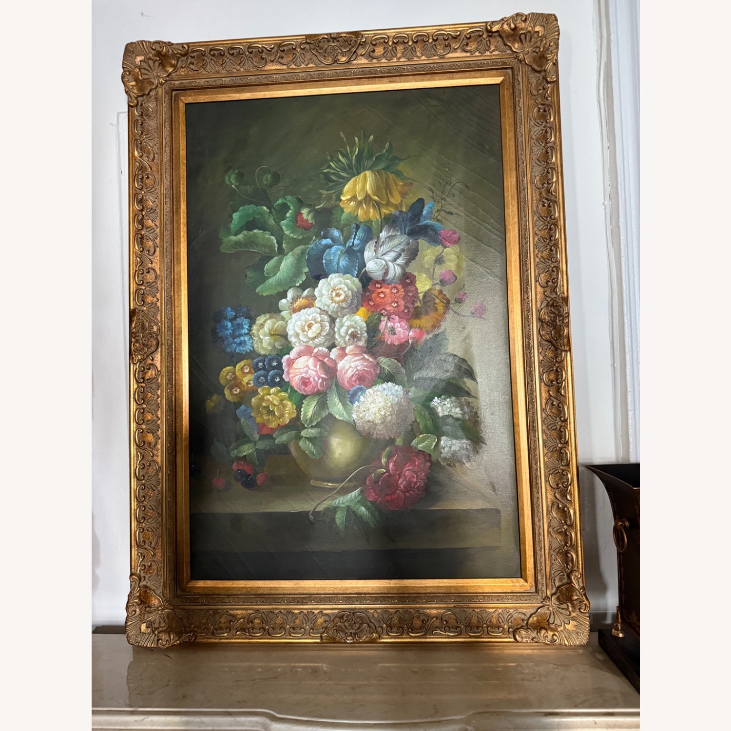 Flower Painting With Ornate Frame - image-2