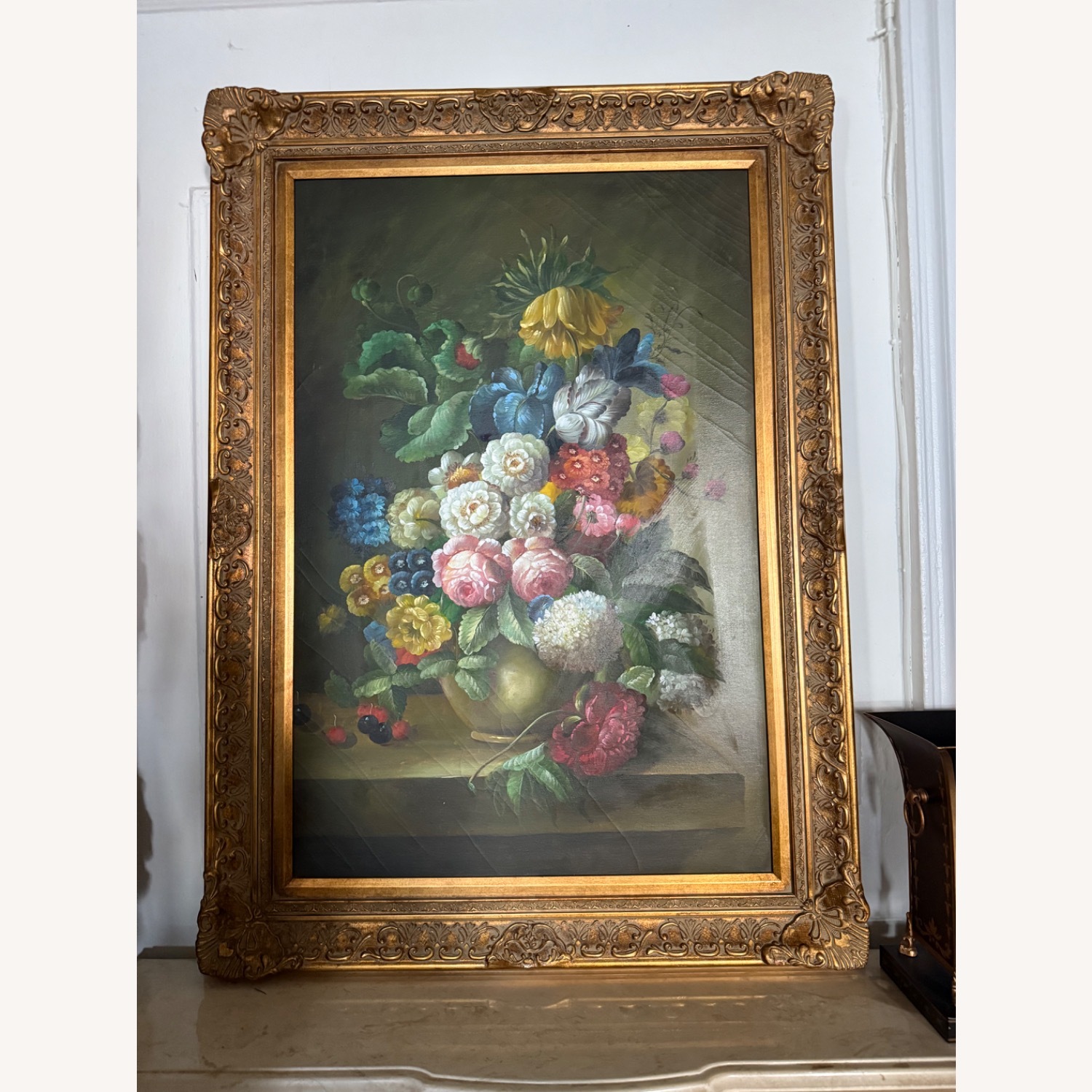 Flower Painting With Ornate Frame - image-3