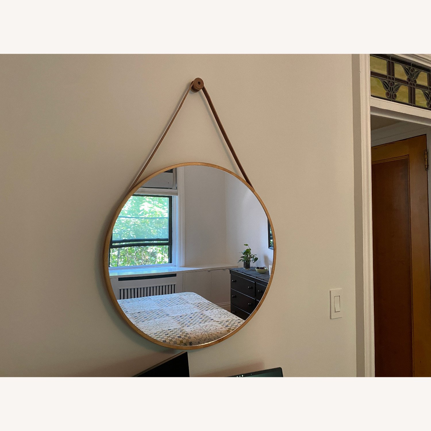 West Elm Modern Wall Mirror with Leather Strap - image-2