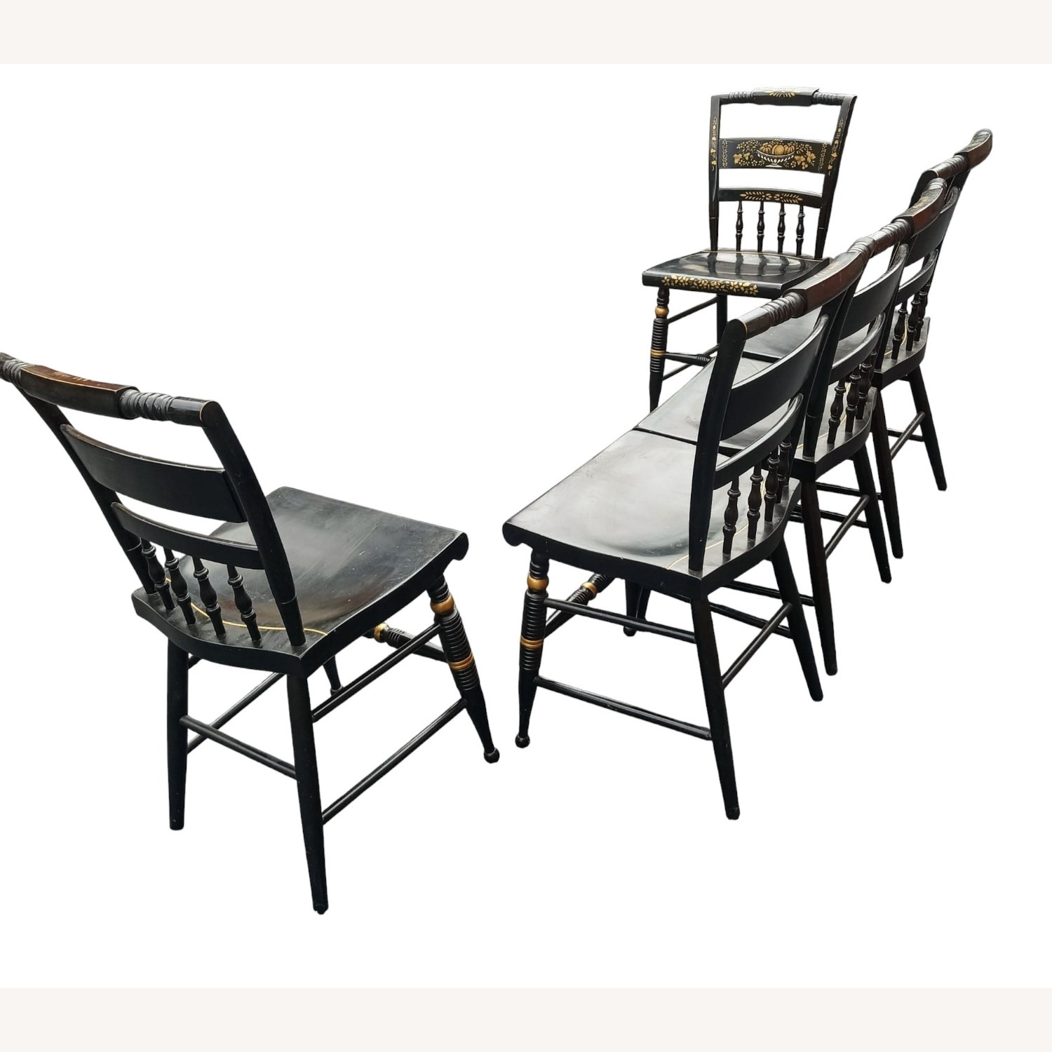 Vintage/Antique Black Wood Dining Chair - image-9