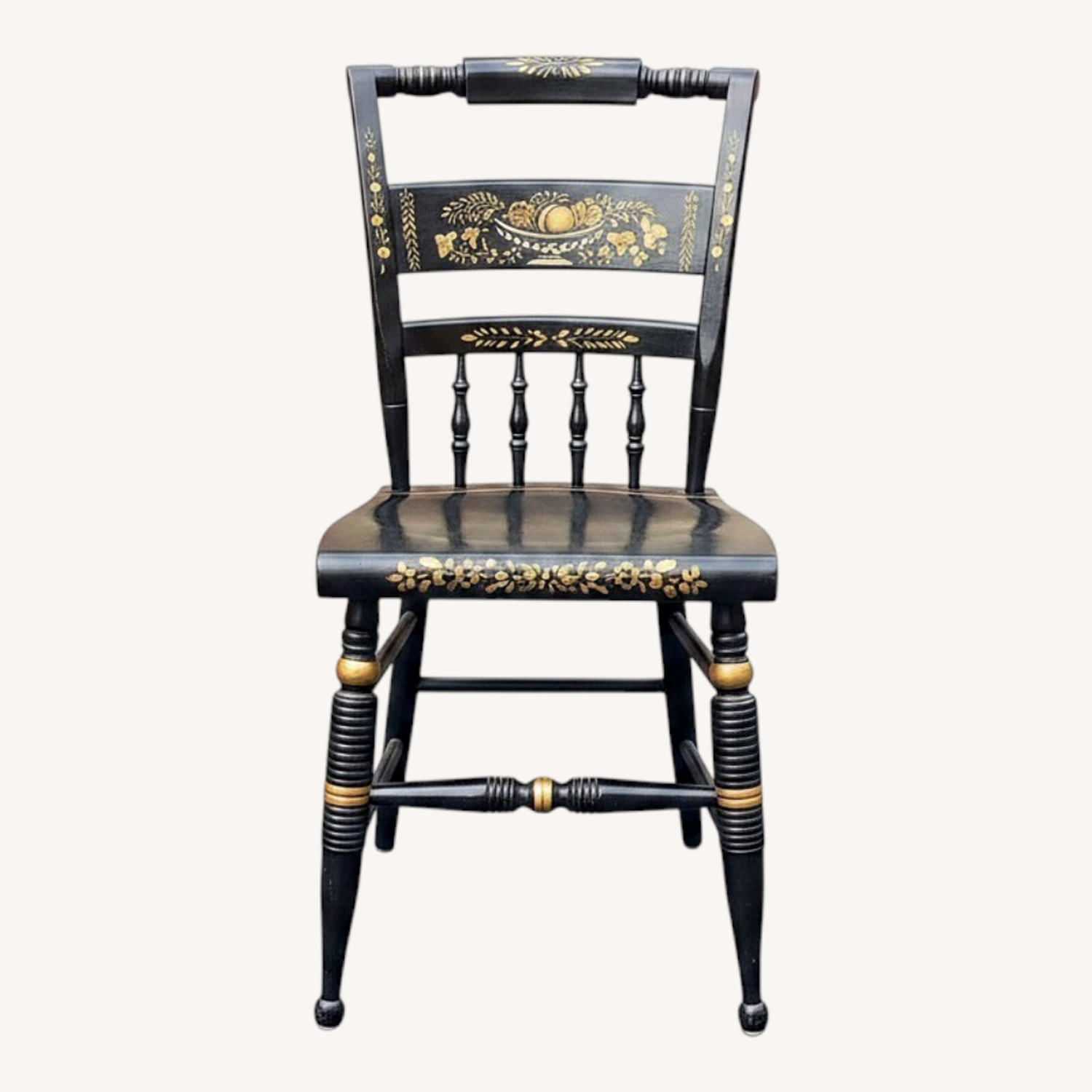 Vintage/Antique Black Wood Dining Chair - image-0