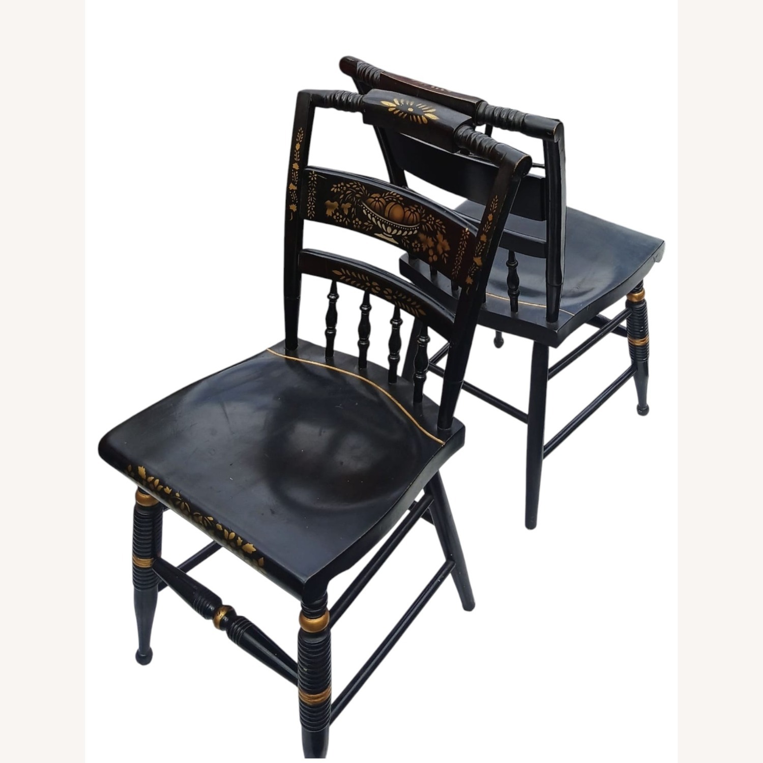 Vintage/Antique Black Wood Dining Chair - image-21