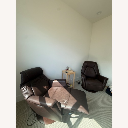 Used Stressless Dark Brown Leather Recliners (2) for sale on AptDeco