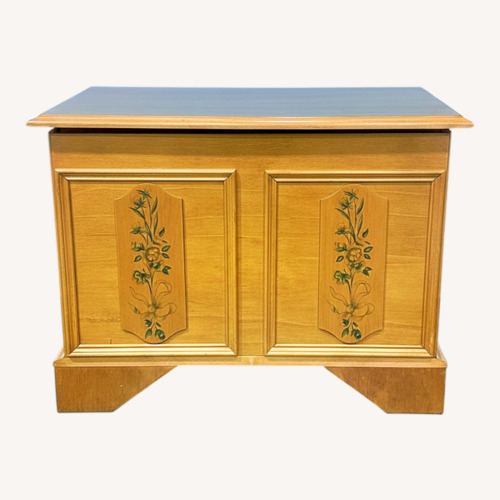 Used Etched Doors Wooden Storage Chest Furniture for sale on AptDeco