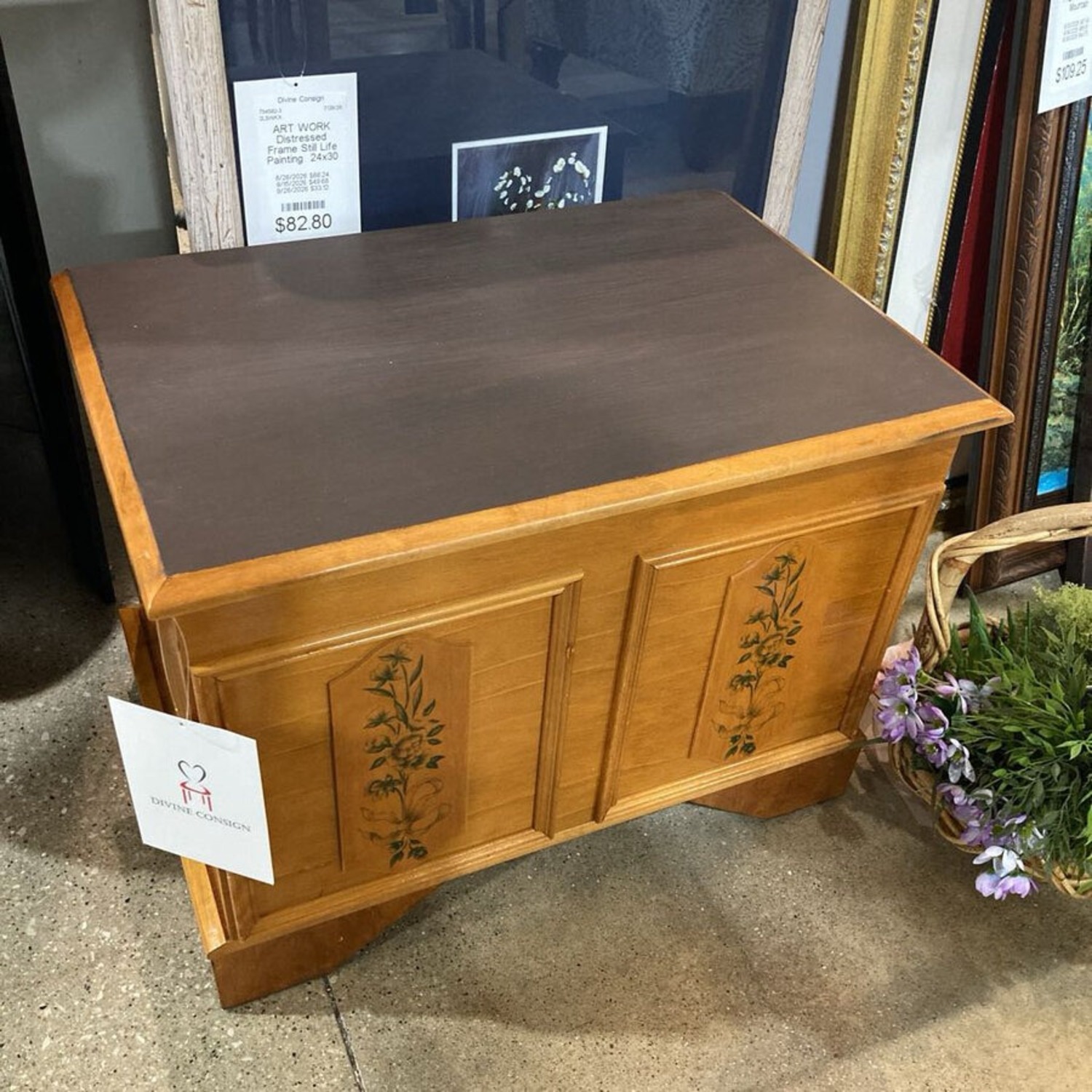 Etched Doors Wooden Storage Chest Furniture - image-3