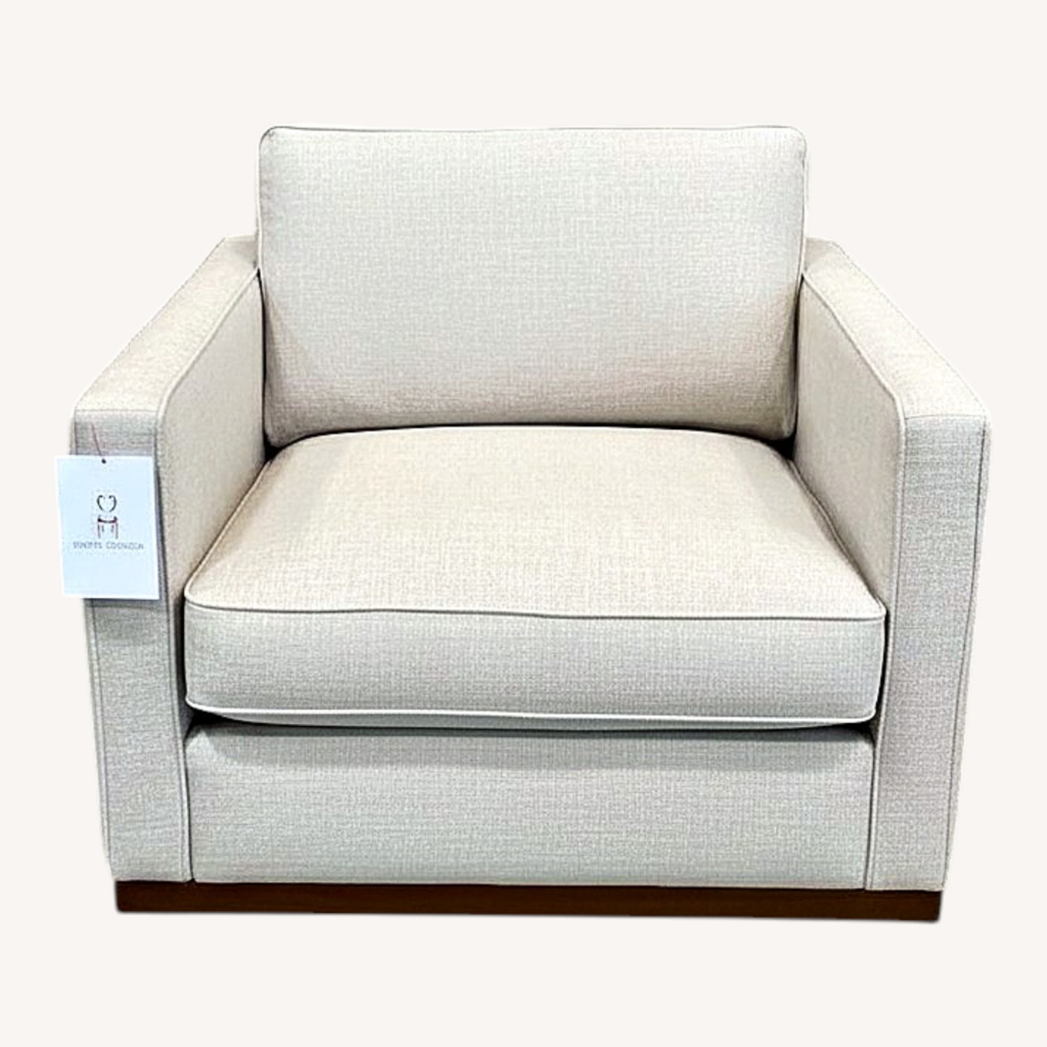 Wide Upholstered Armchair W Ottoman - image-0