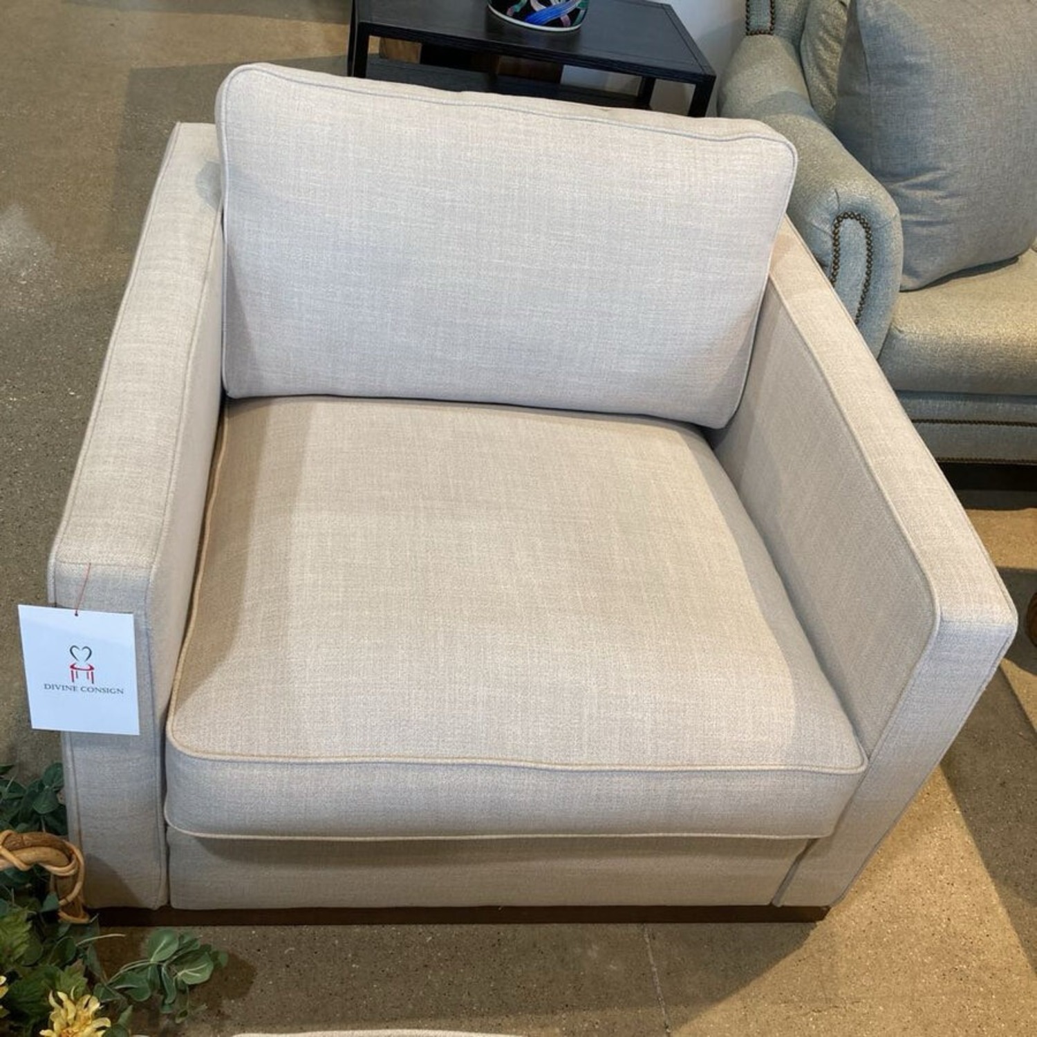 Wide Upholstered Armchair W Ottoman - image-5