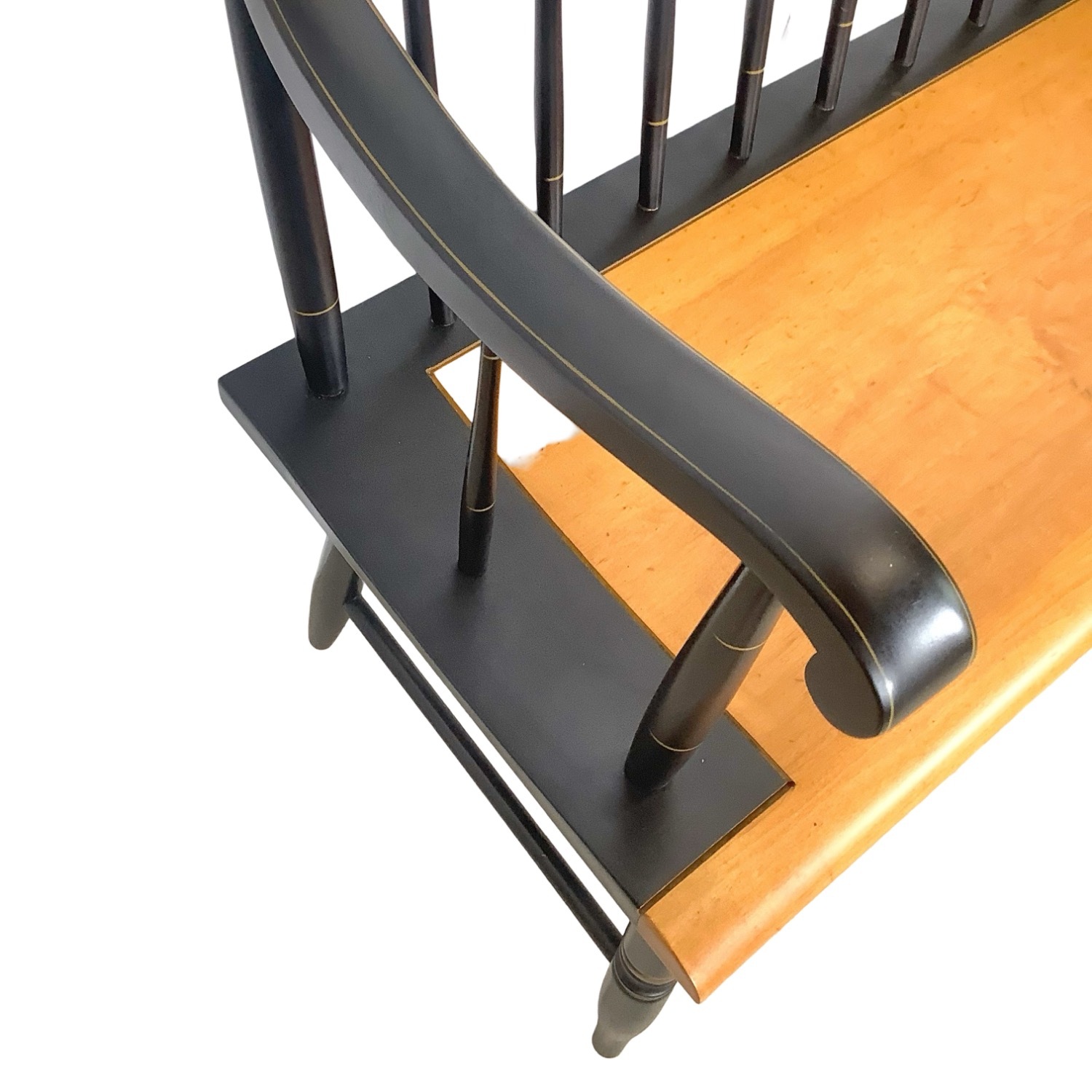 Vintage Black & Gold Spindle Bench Settee - image-4