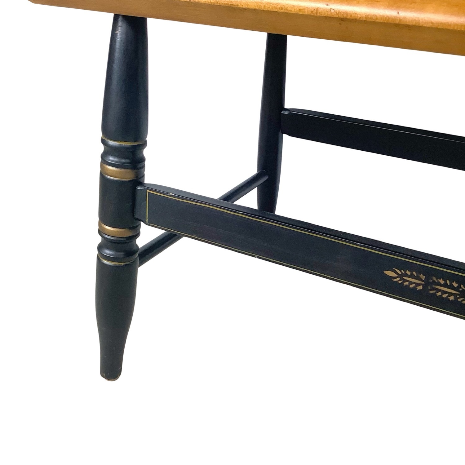 Vintage Black & Gold Spindle Bench Settee - image-18