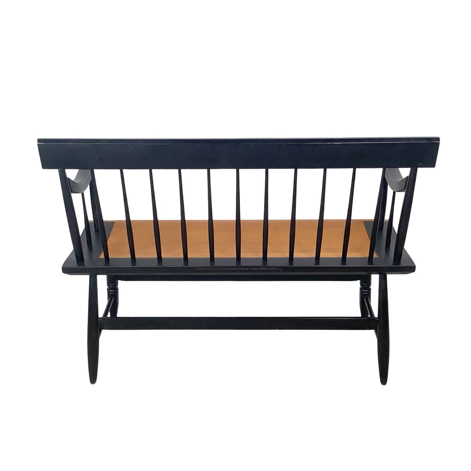Vintage Black & Gold Spindle Bench Settee - image-9