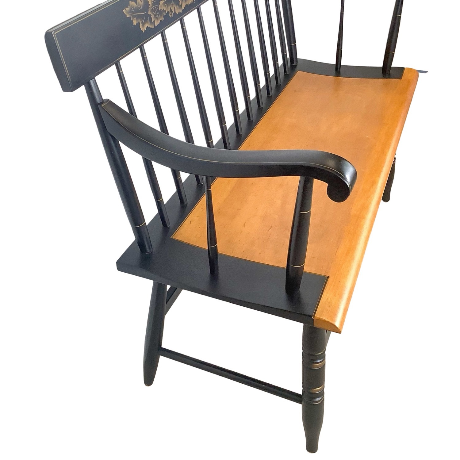 Vintage Black & Gold Spindle Bench Settee - image-11