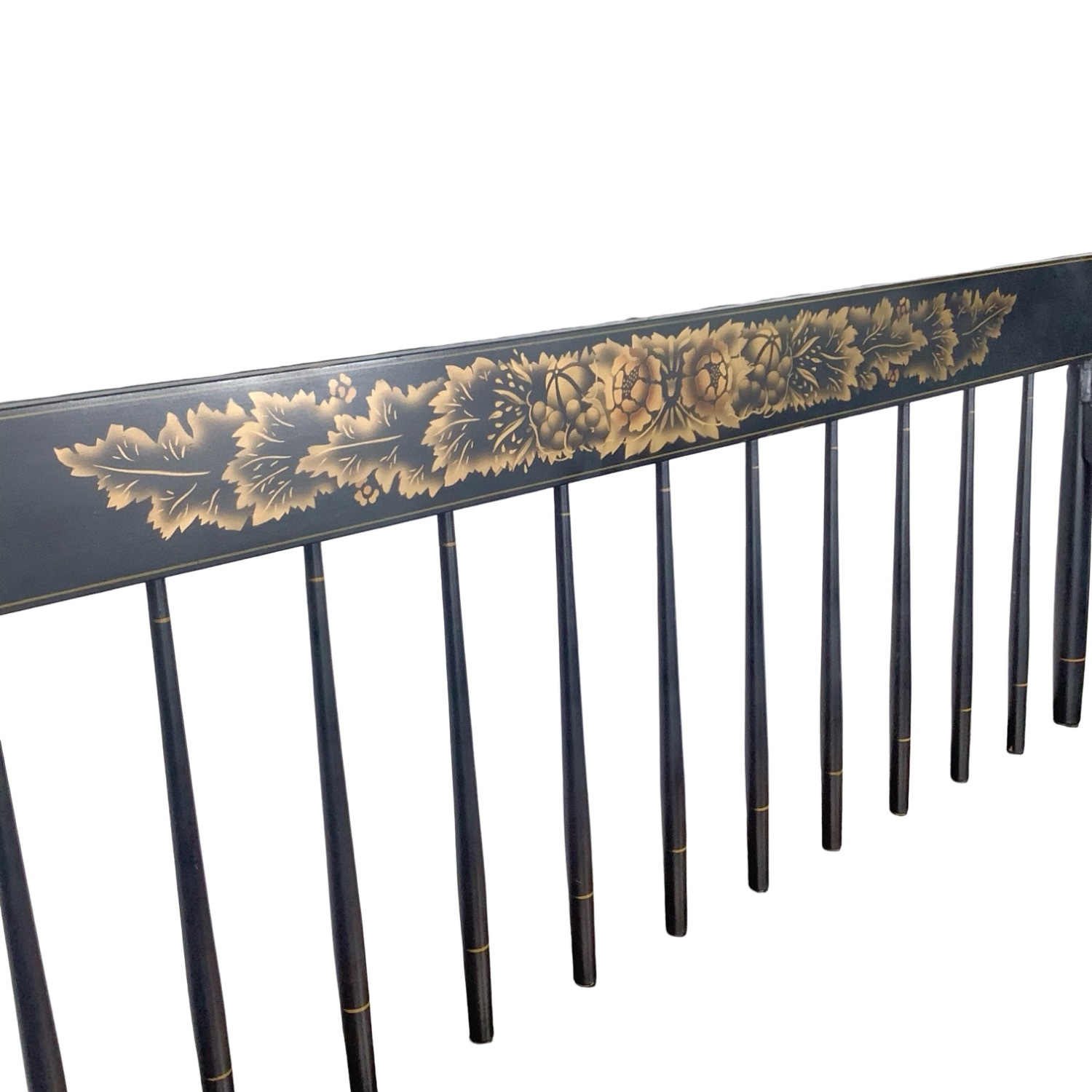 Vintage Black & Gold Spindle Bench Settee - image-23
